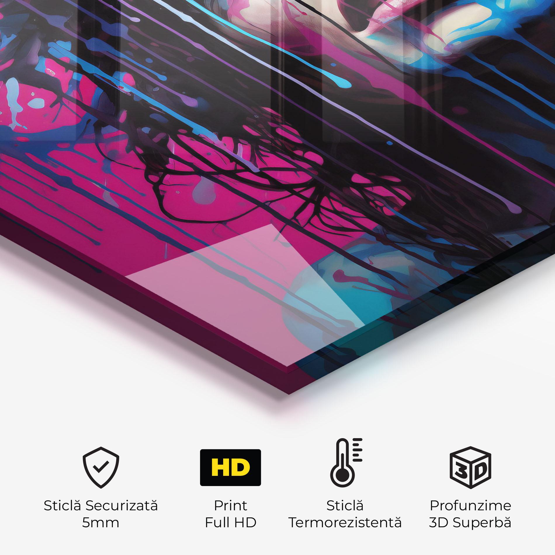 Panou Sticla Bucatarie Blue Pink Woman mockup 2