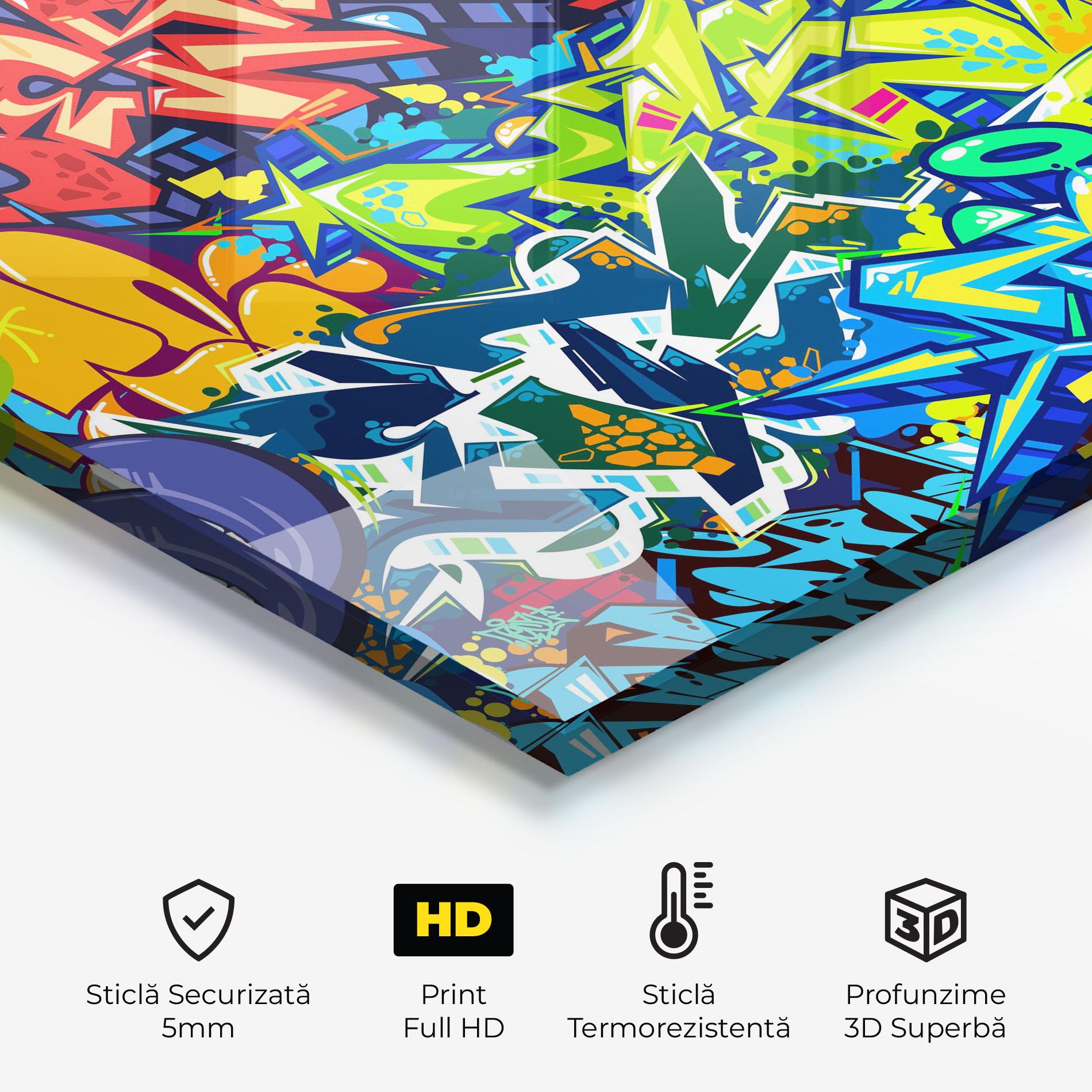 Panou Sticla Bucatarie Colorful Graffiti mockup 2