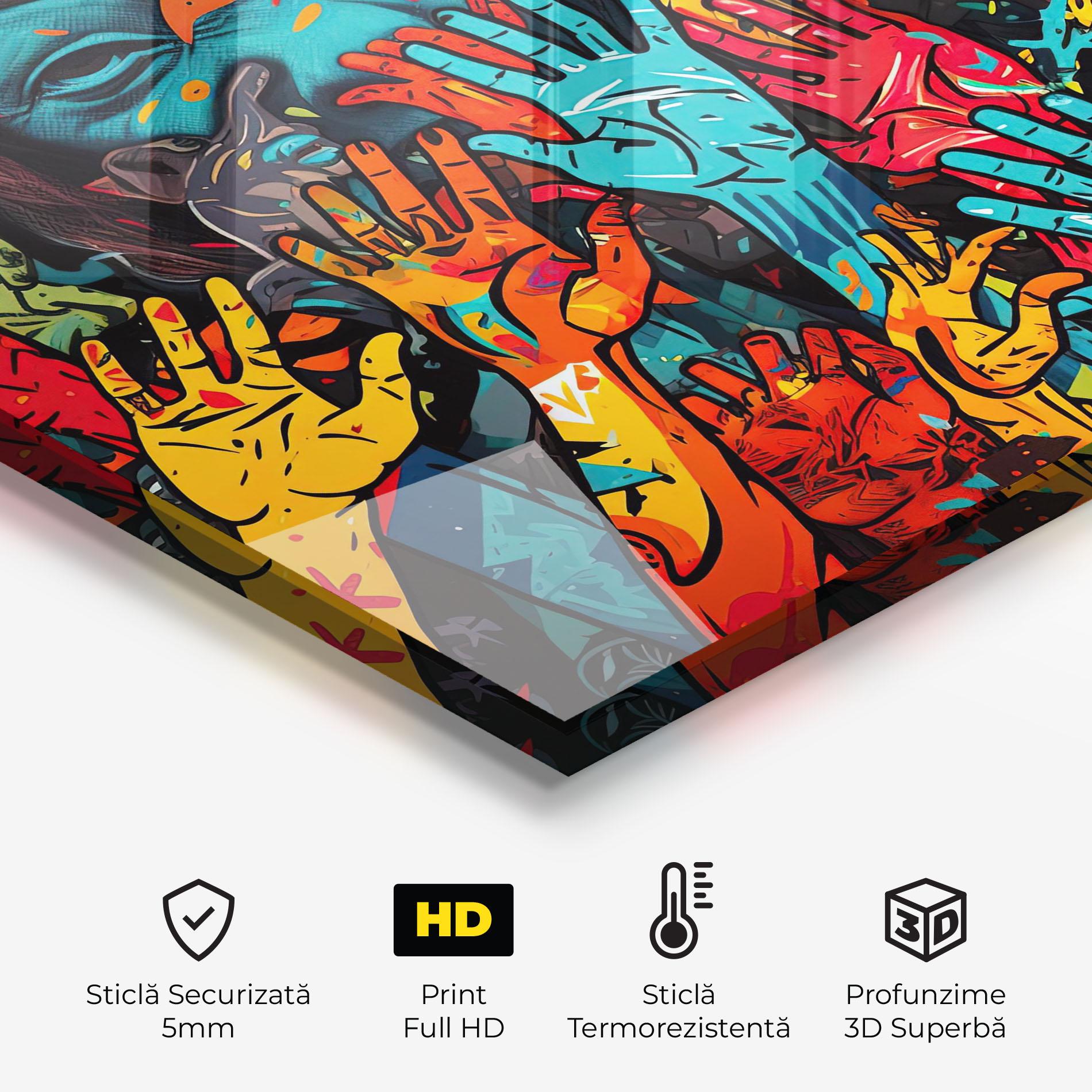 Panou Sticla Bucatarie Colorful Hands mockup 2