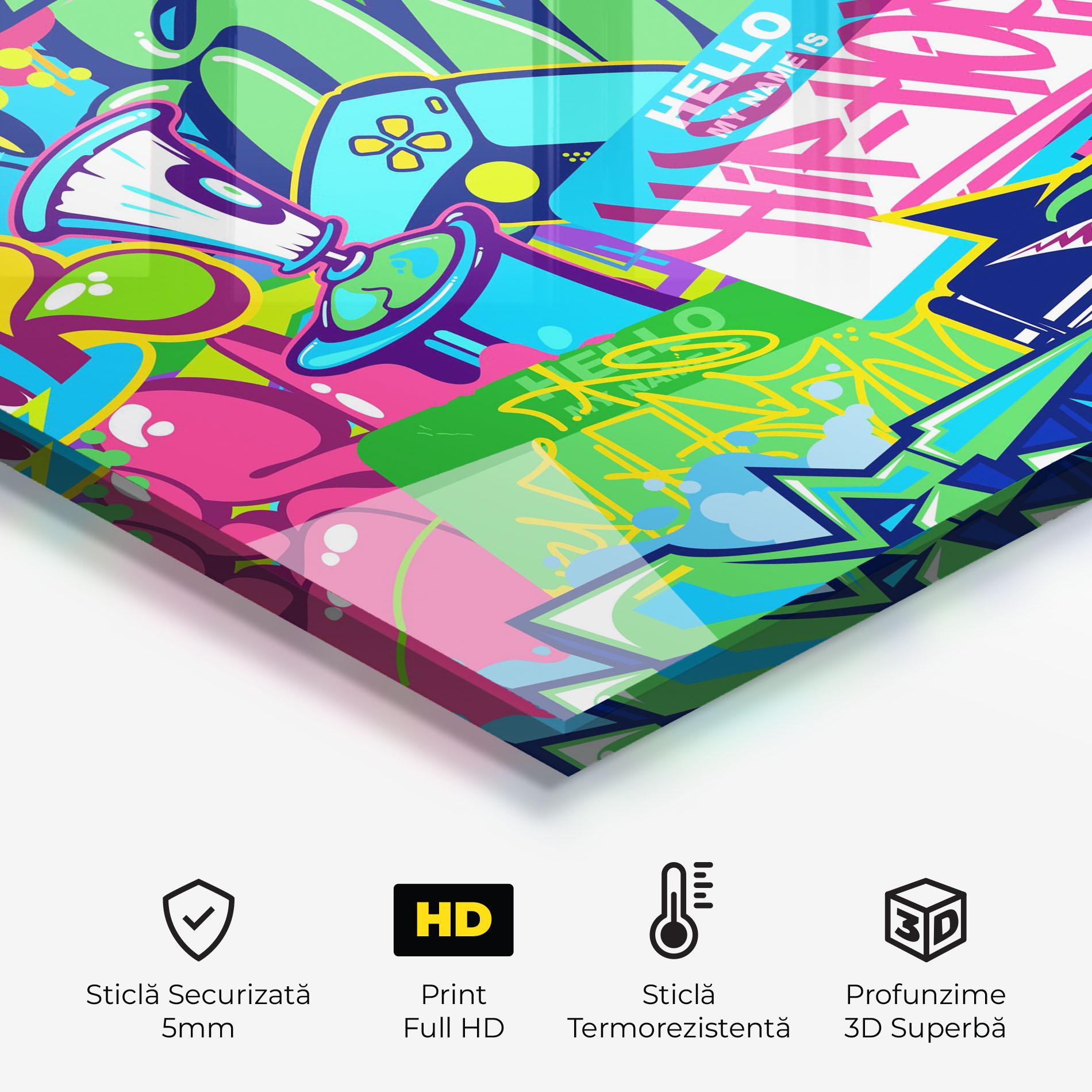 Panou Sticla Bucatarie Colorful Hip Hop mockup 2