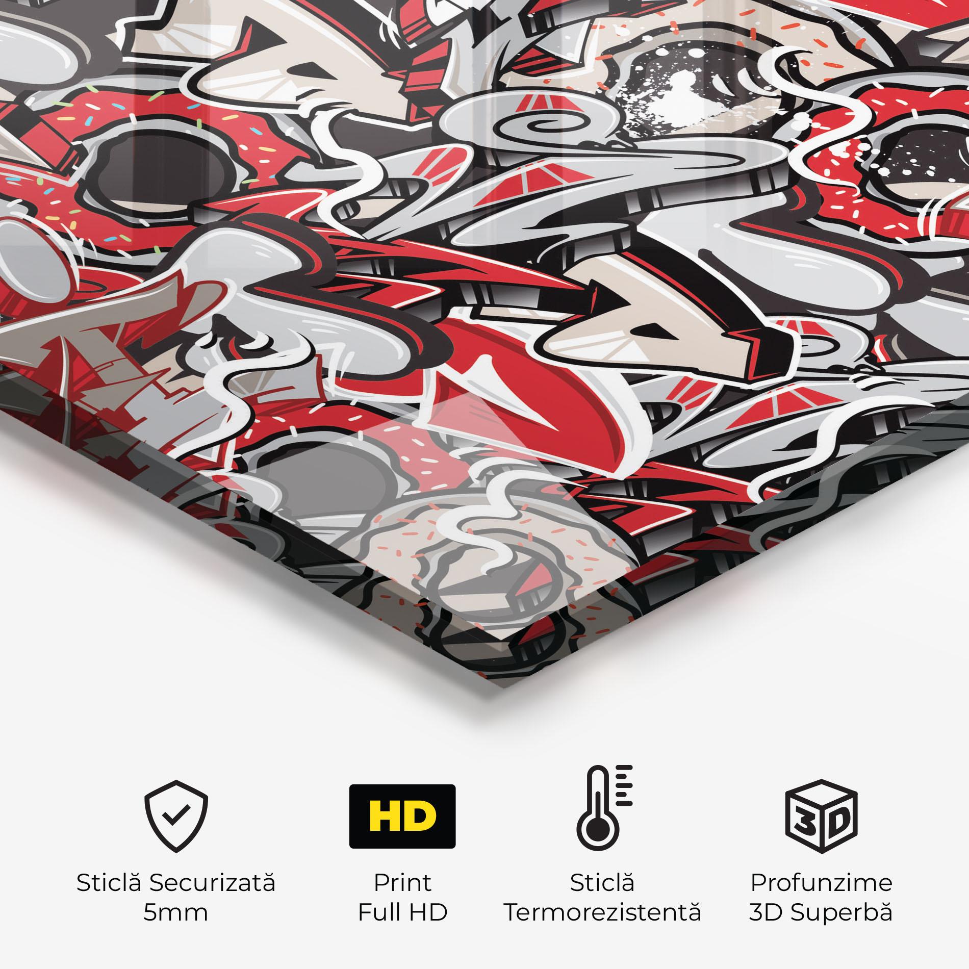 Panou Sticla Bucatarie Donut Graffiti mockup 2