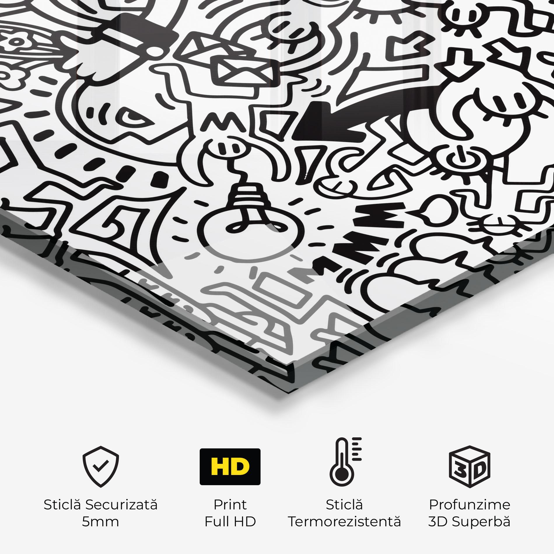 Panou Sticla Bucatarie Follow Like Graffiti mockup 2