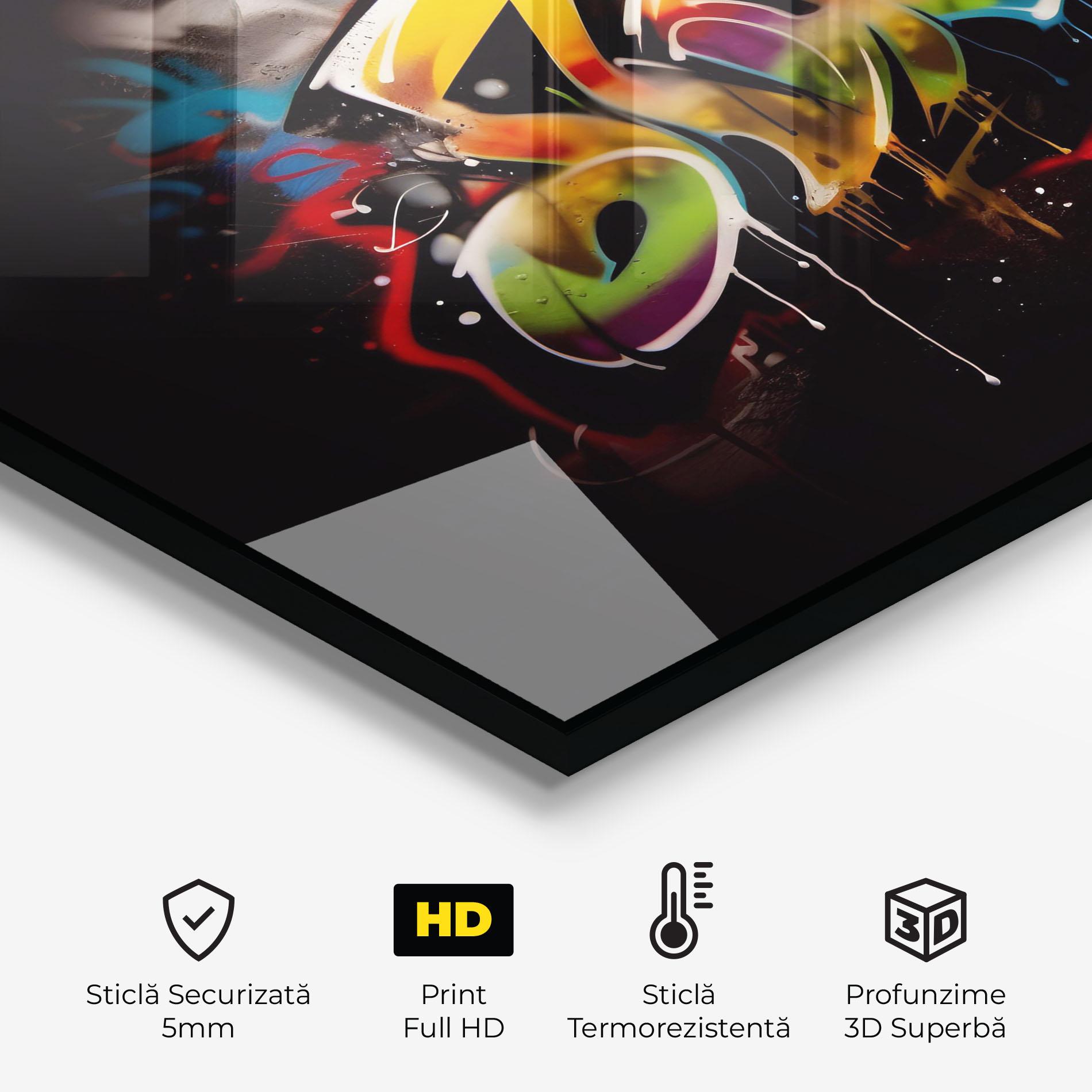 Panou Sticla Bucatarie Graffiti Style Wall mockup 2