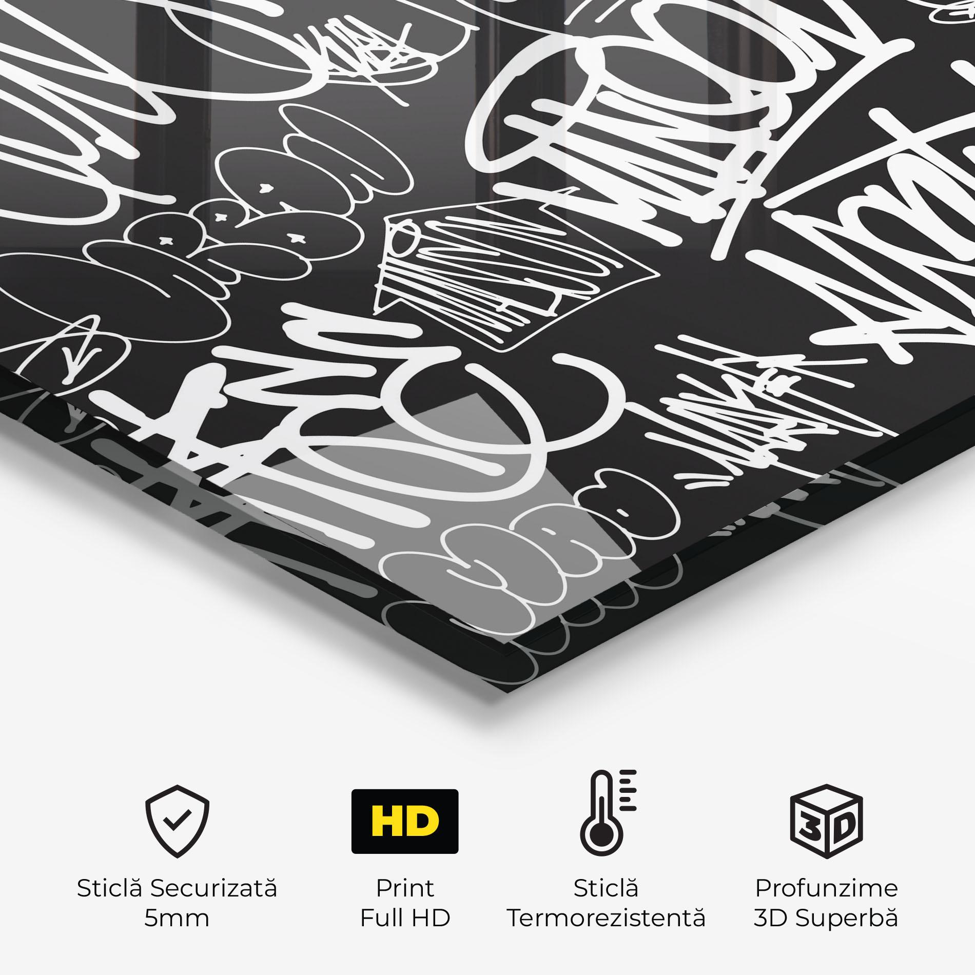 Panou Sticla Bucatarie Graffiti Tags mockup 2