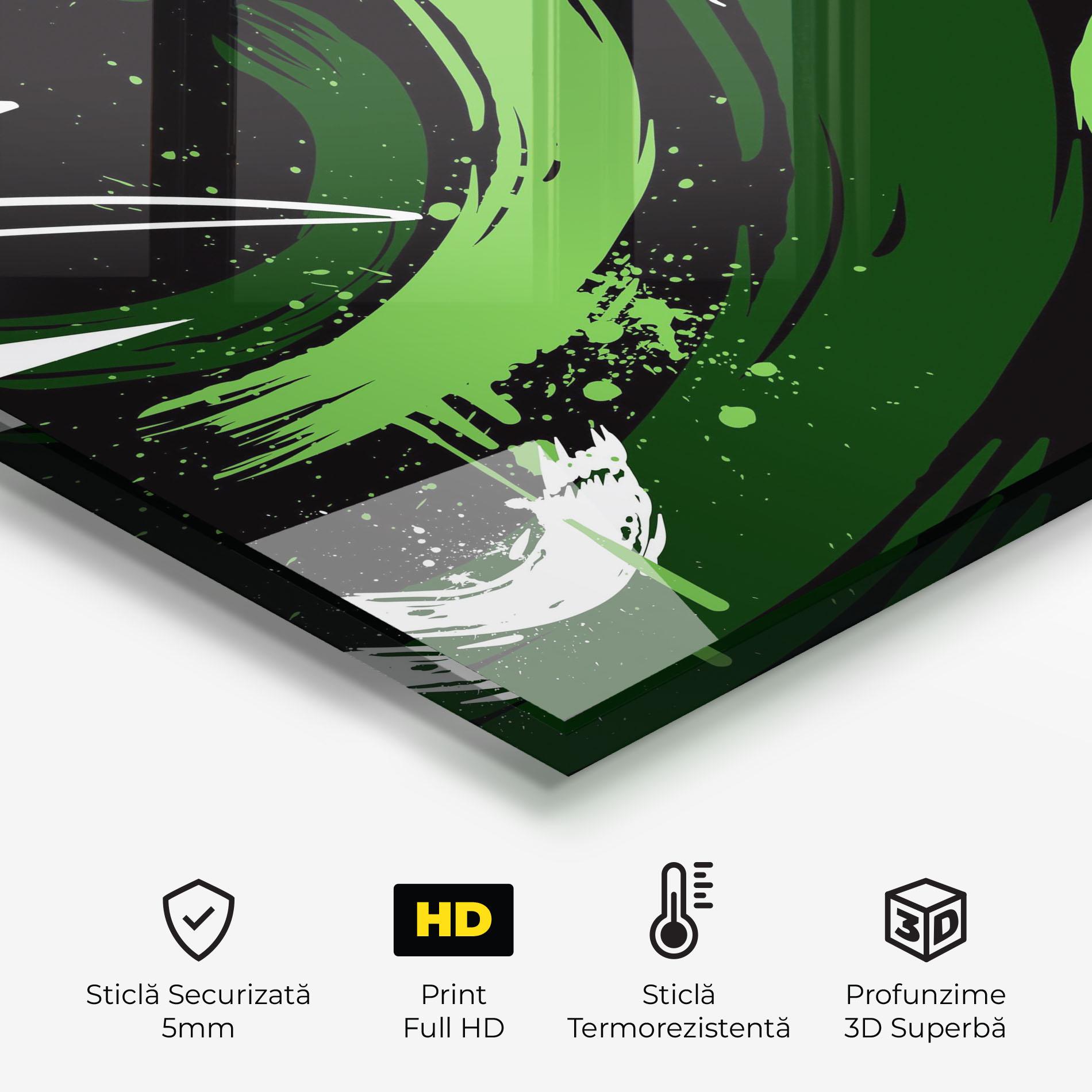 Panou Sticla Bucatarie Green Shades Graffiti mockup 2