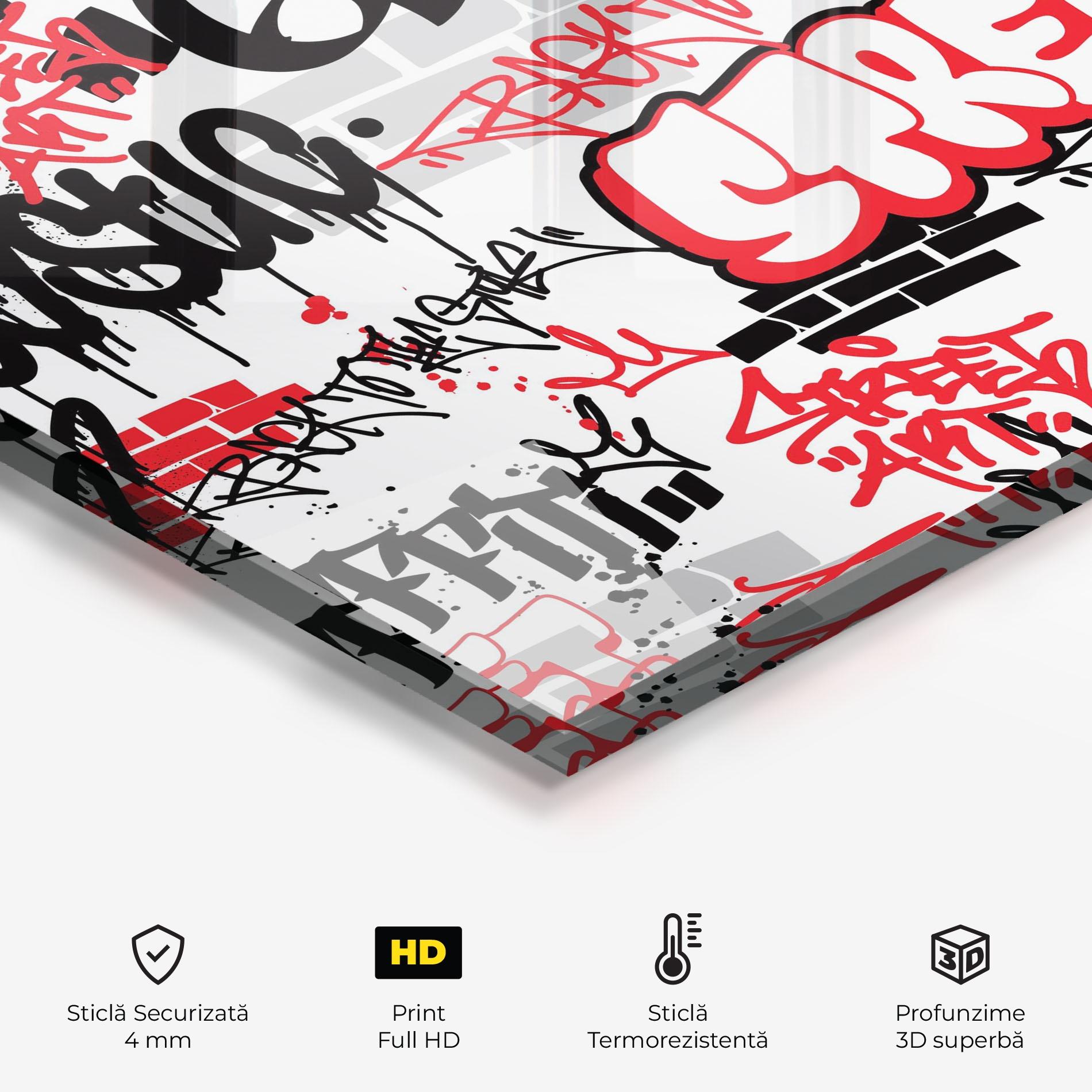 Panou Sticla Bucatarie Black Red Tags mockup 2