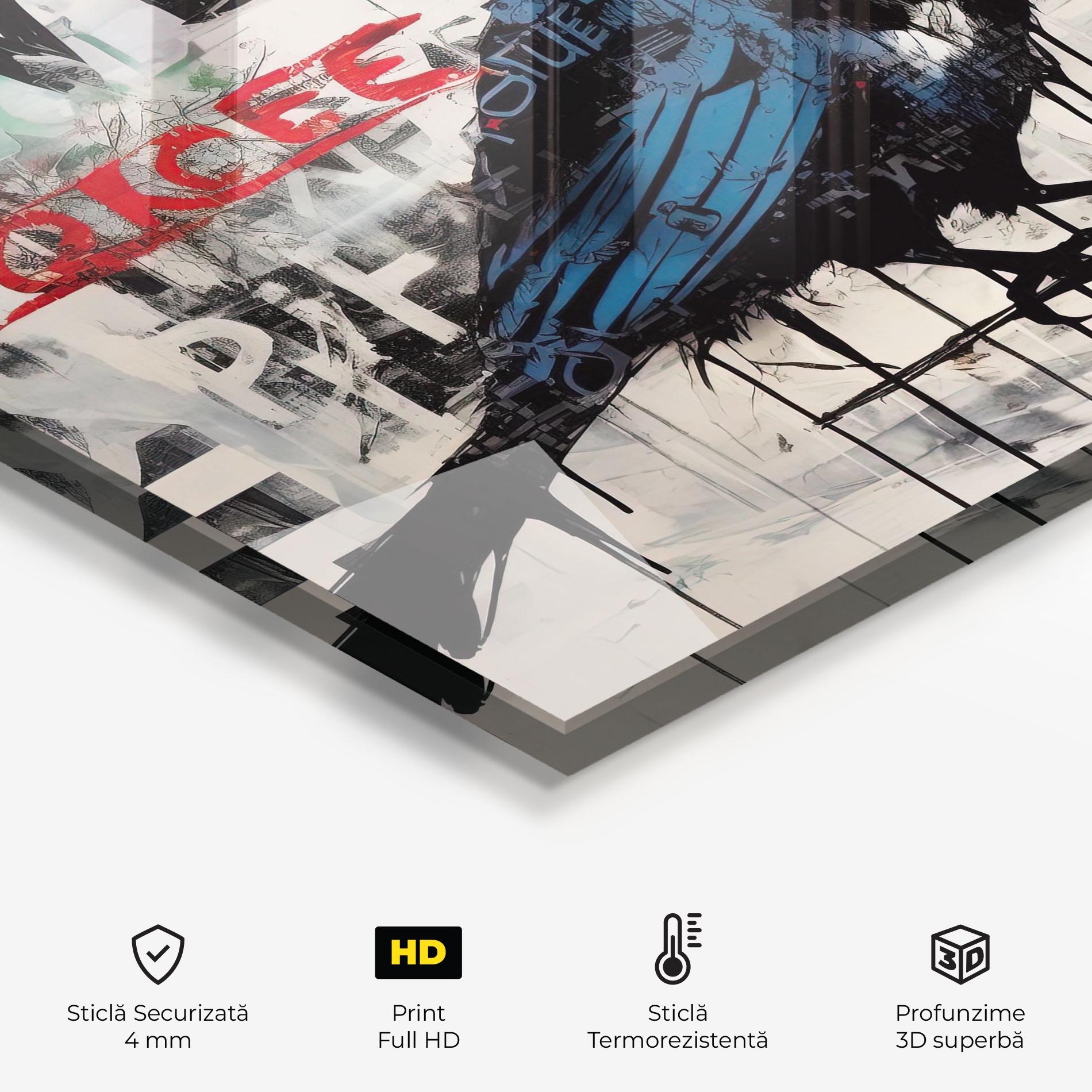 Panou Sticla Bucatarie Blue Bird Doodle mockup 2