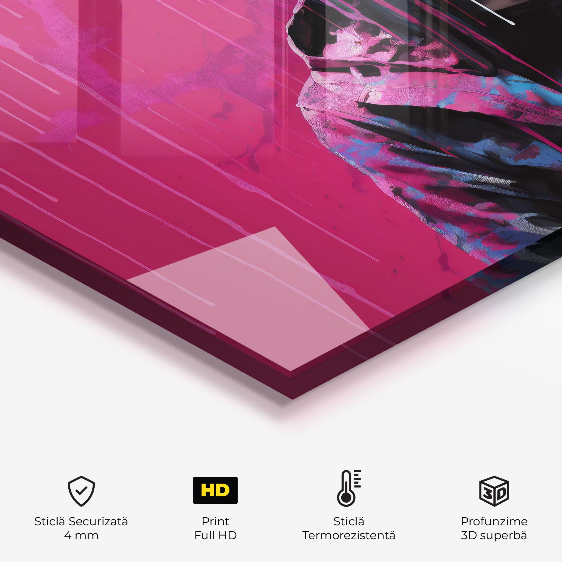 Panou Sticla Bucatarie Blue Pink Falling Paint mockup 2