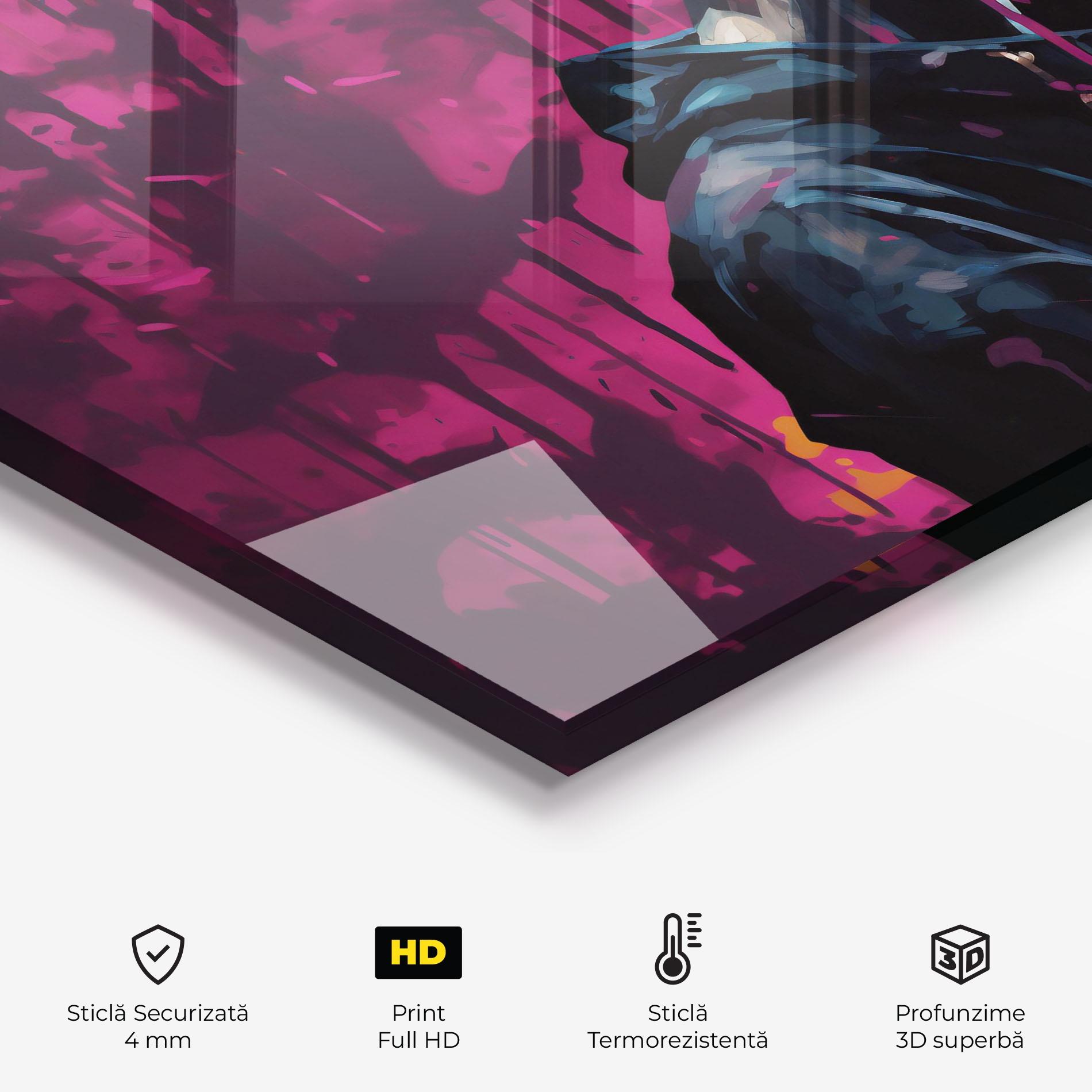 Panou Sticla Bucatarie Blue Pink Paint Falling mockup 2