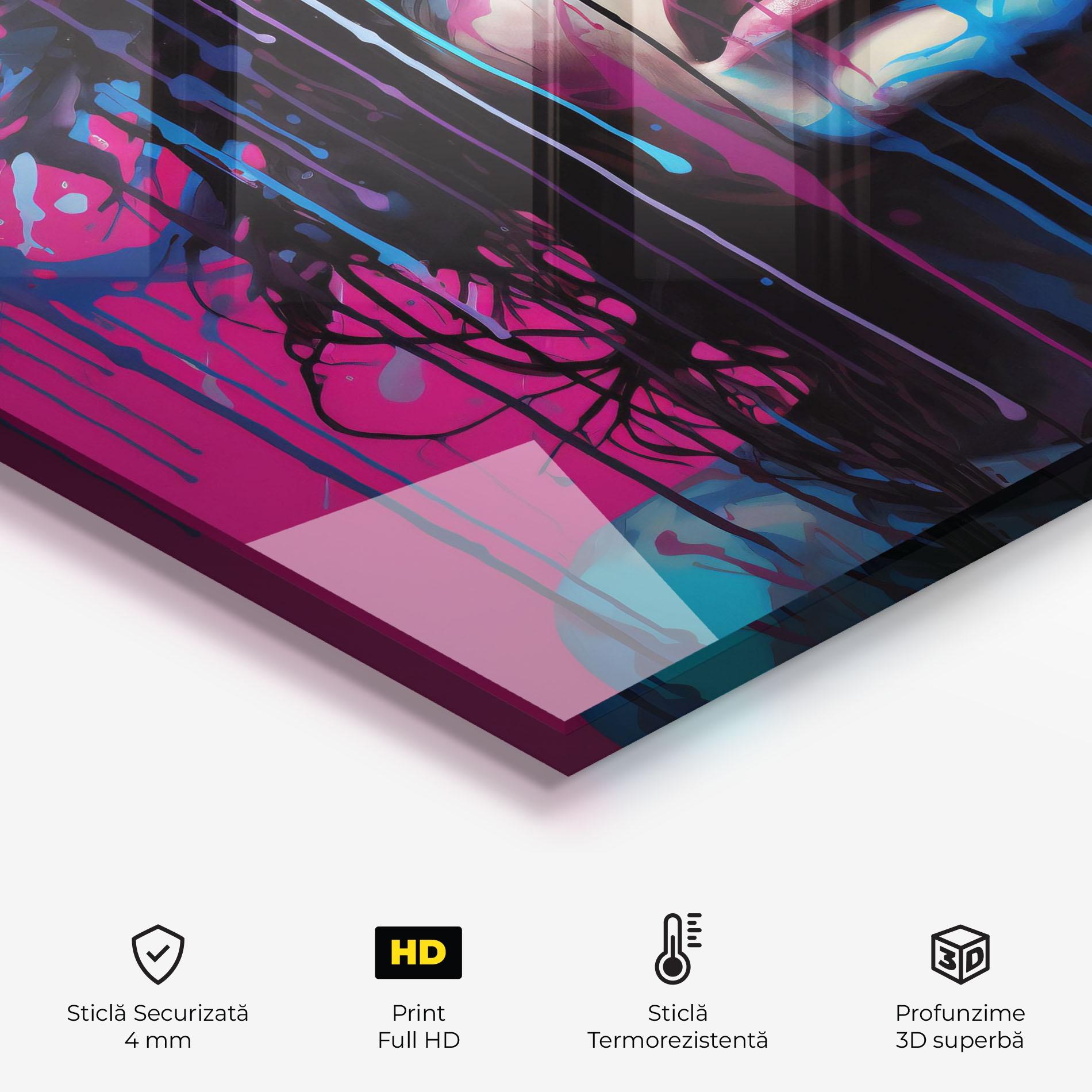 Panou Sticla Bucatarie Blue Pink Woman mockup 2