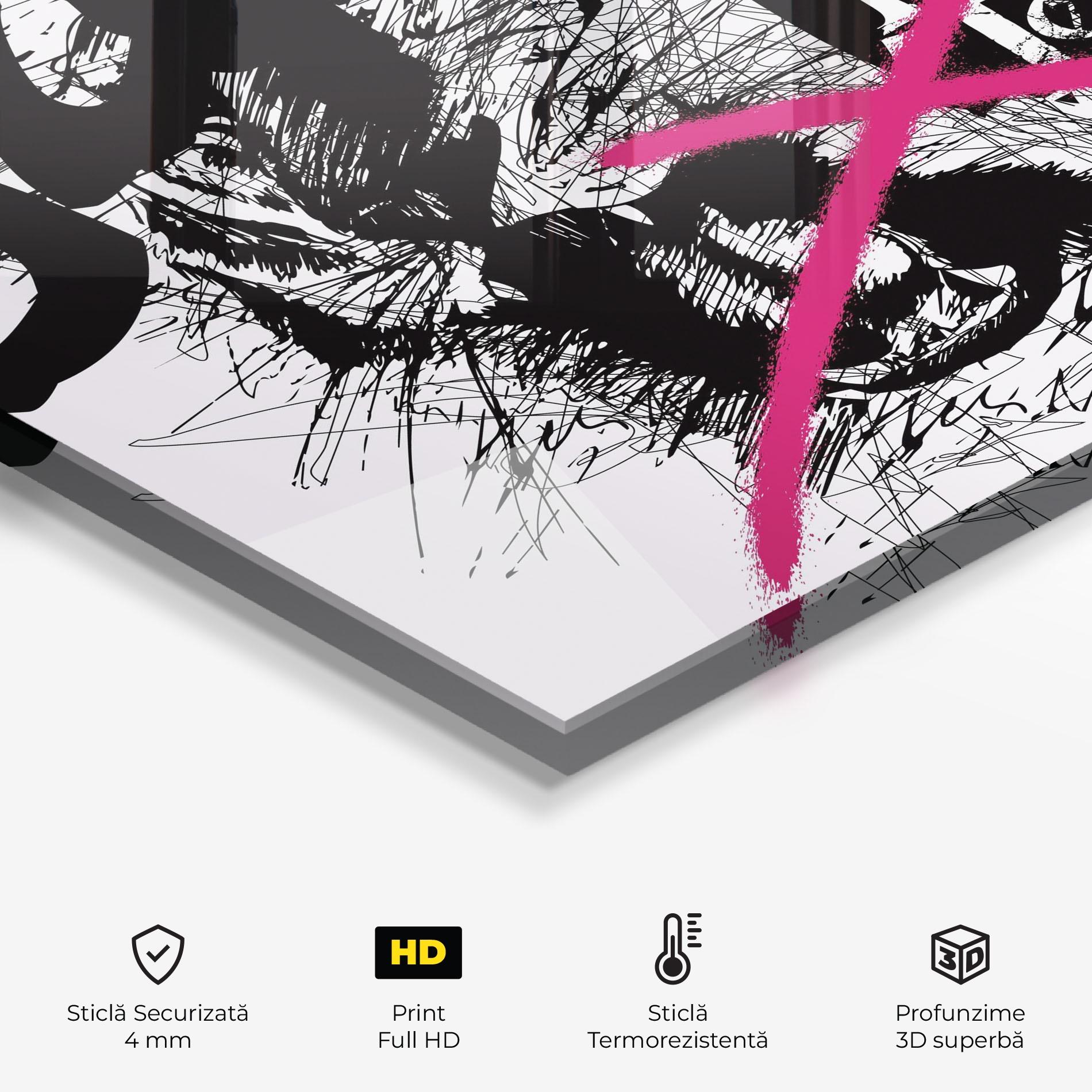 Panou Sticla Bucatarie Born Free Graffiti mockup 2