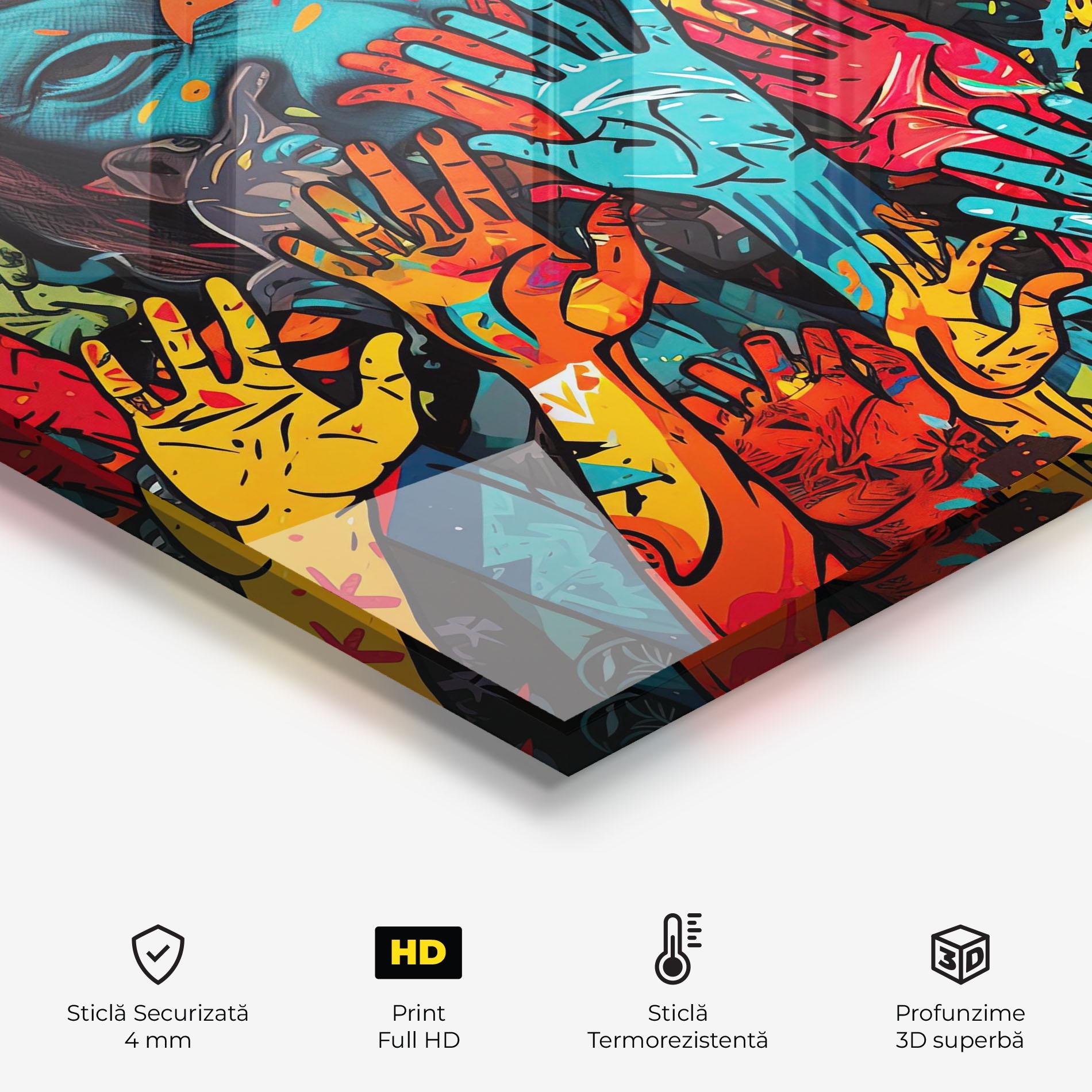 Panou Sticla Bucatarie Colorful Hands mockup 2