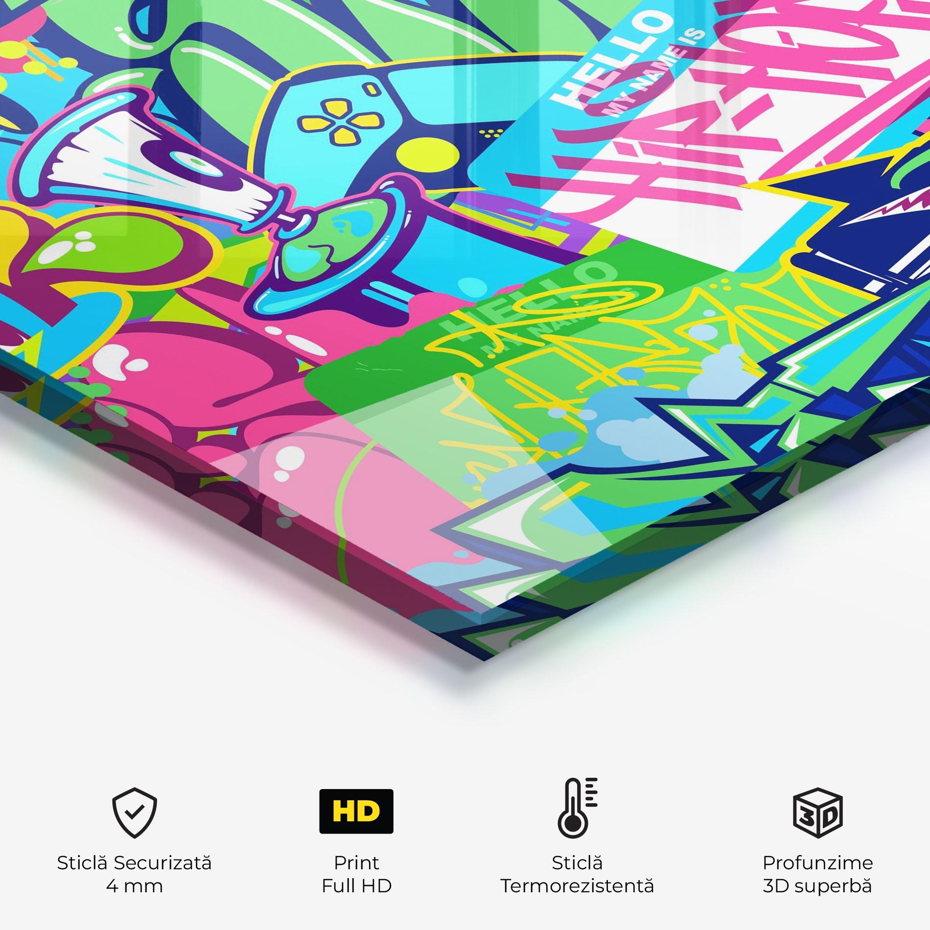 Panou Sticla Bucatarie Colorful Hip Hop mockup 2