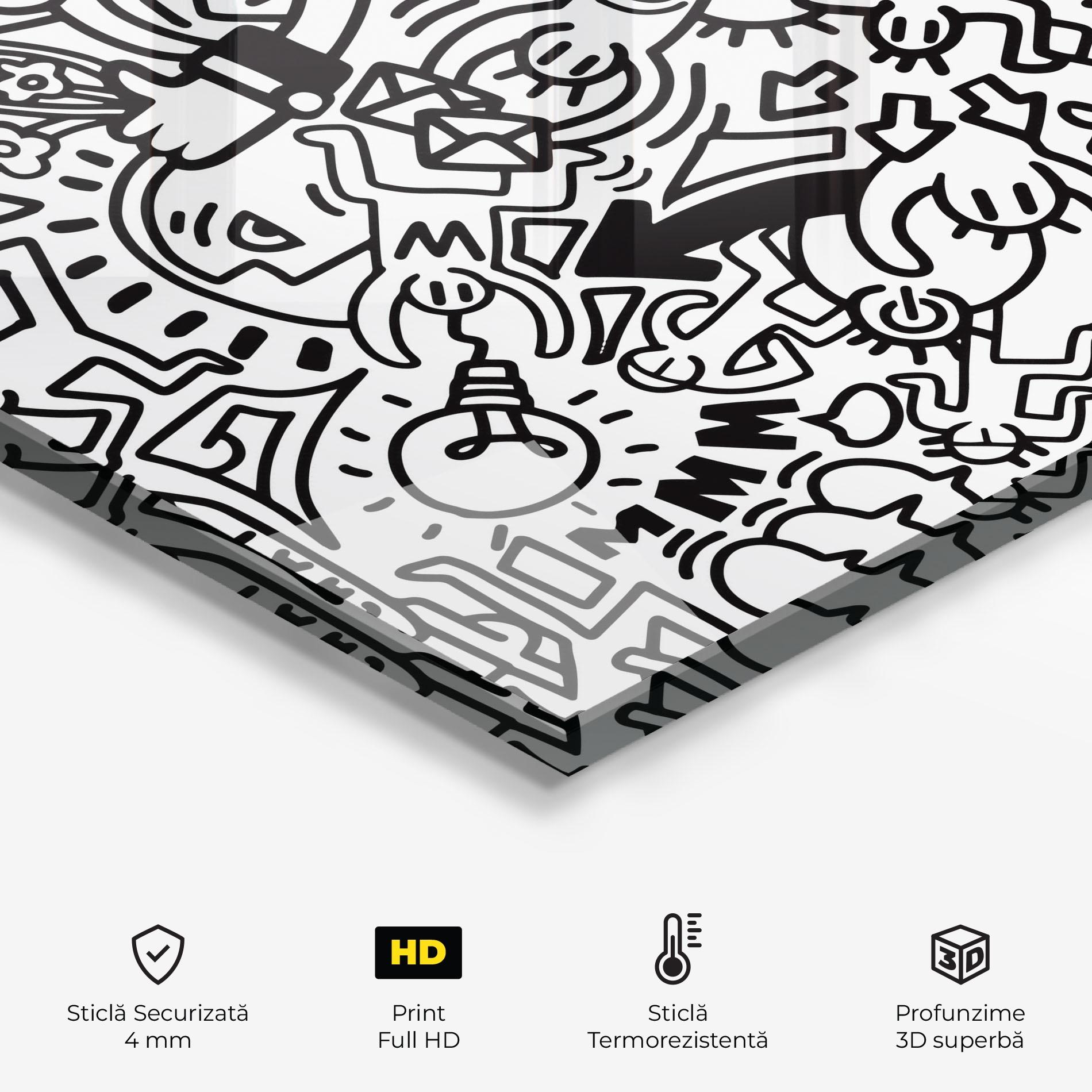 Panou Sticla Bucatarie Follow Like Graffiti mockup 2