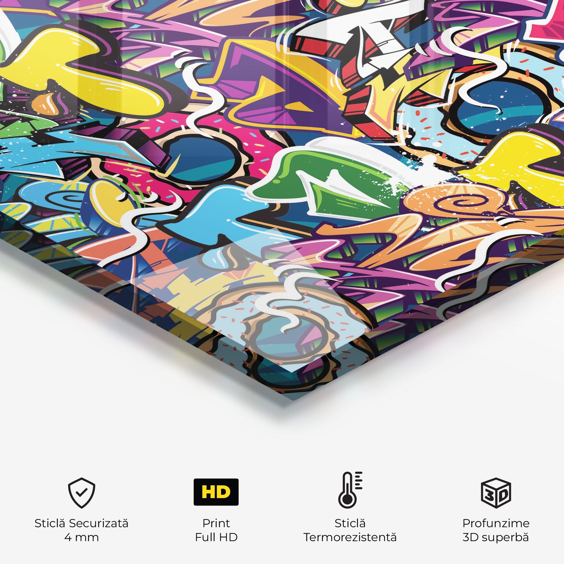 Panou Sticla Bucatarie Graffiti Letters mockup 2