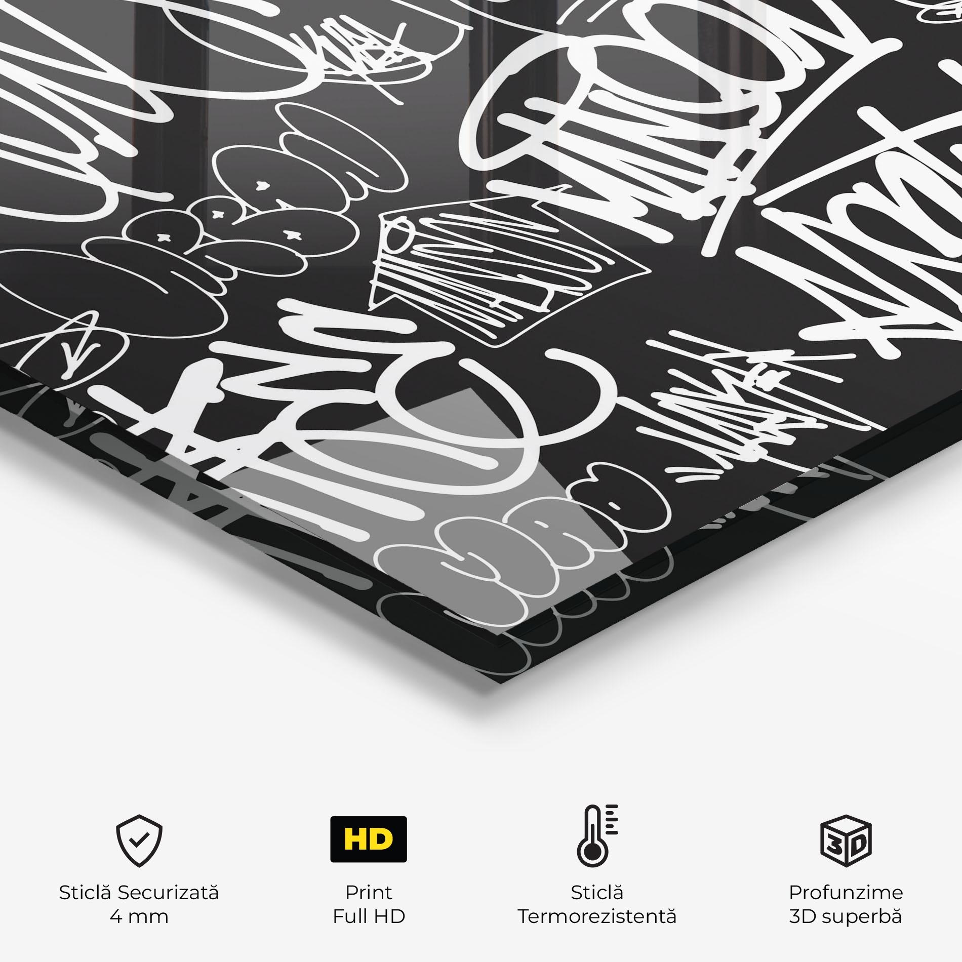 Panou Sticla Bucatarie Graffiti Tags mockup 2