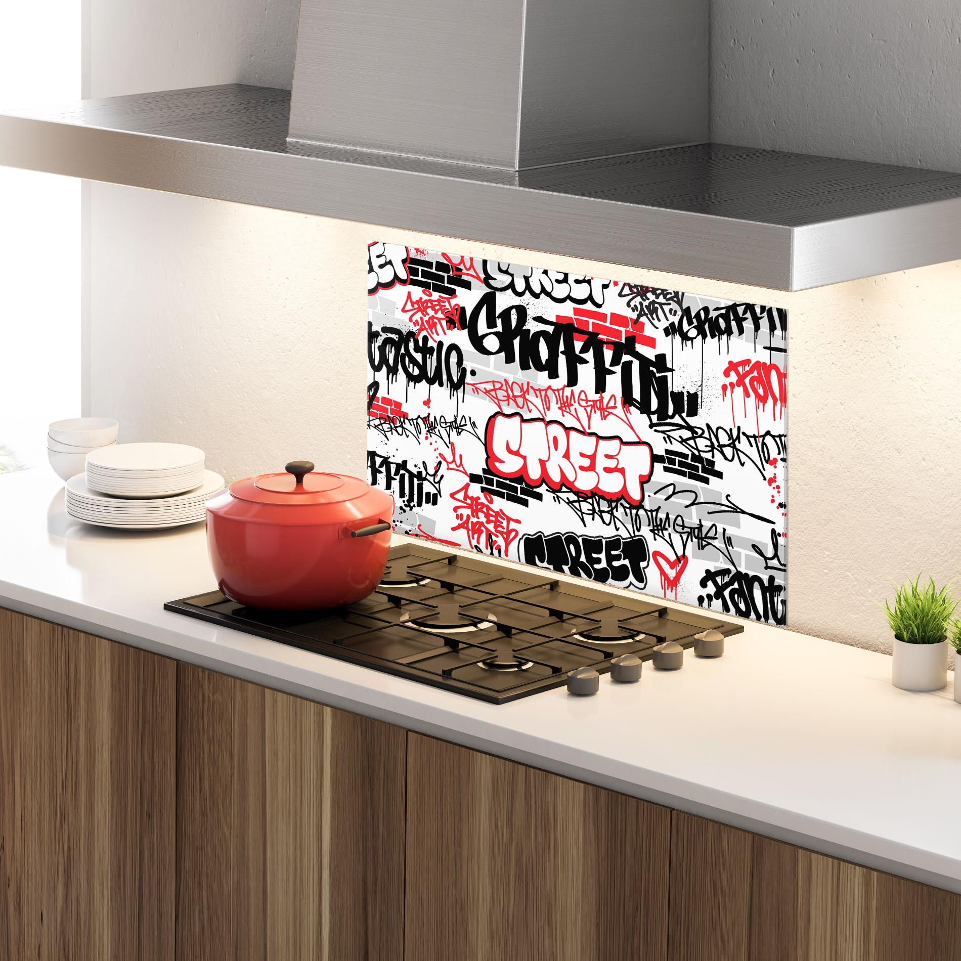 Panou Sticla Bucatarie Black Red Tags mockup 4
