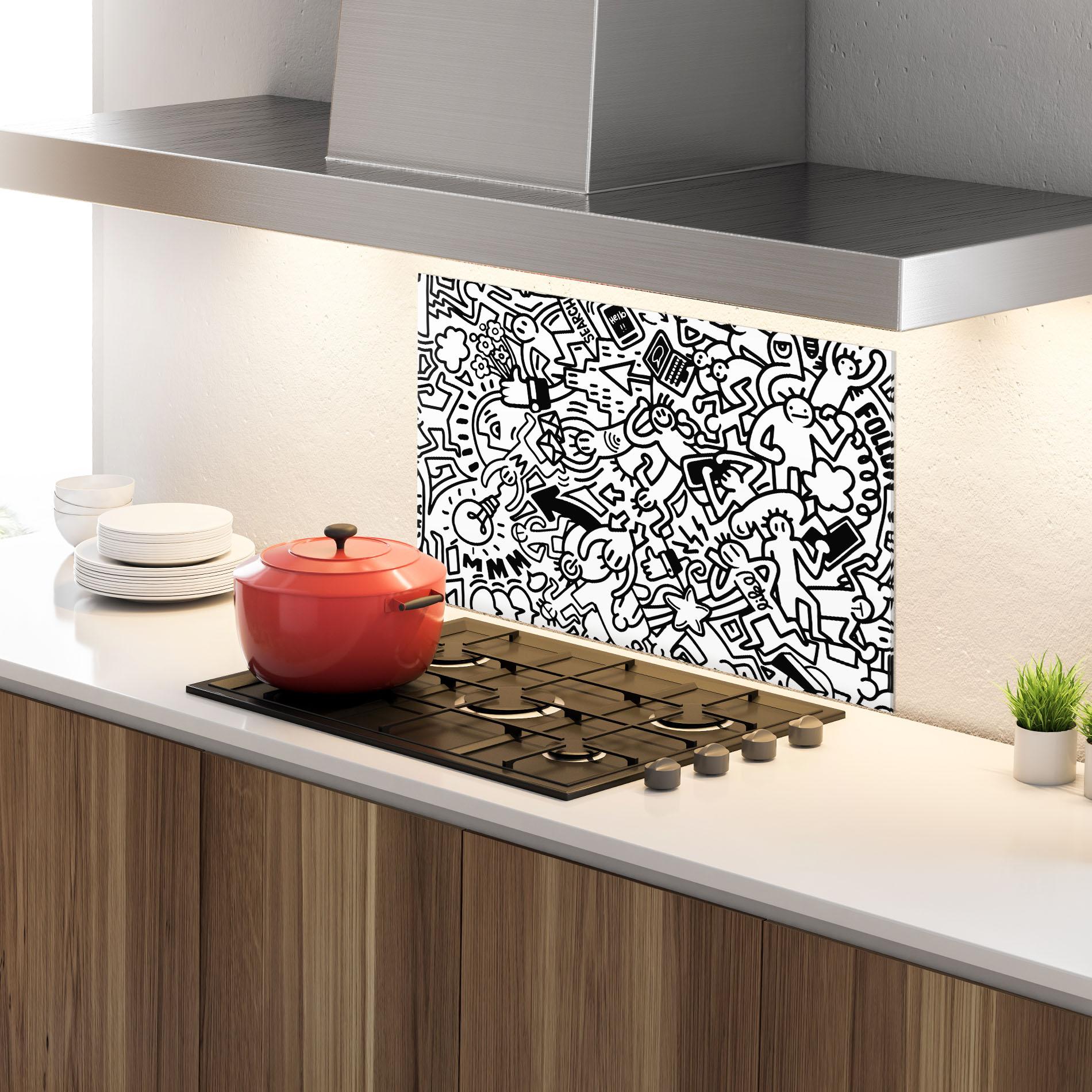 Panou Sticla Bucatarie Follow Like Graffiti mockup 4