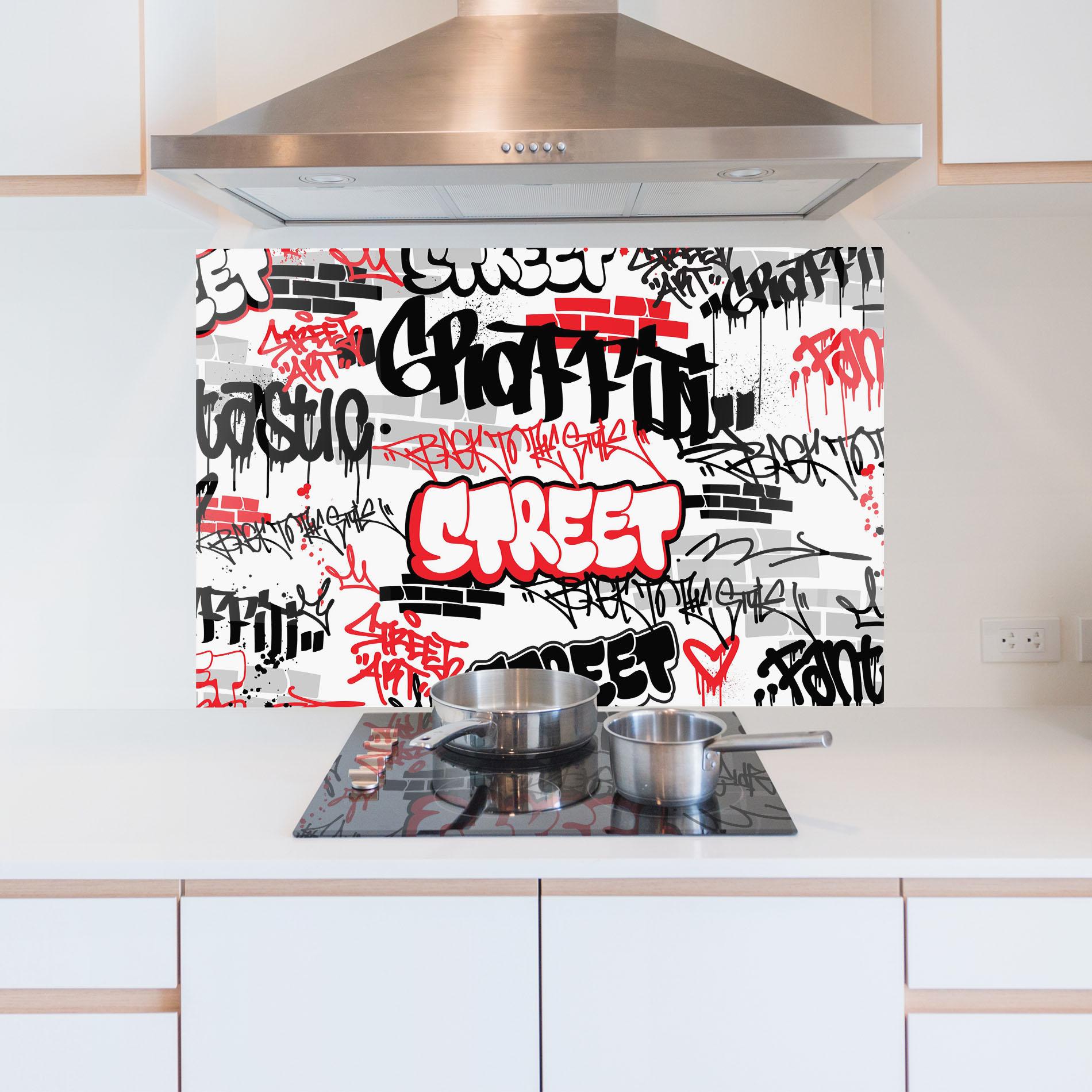 Panou Sticla Bucatarie Black Red Tags mockup 5