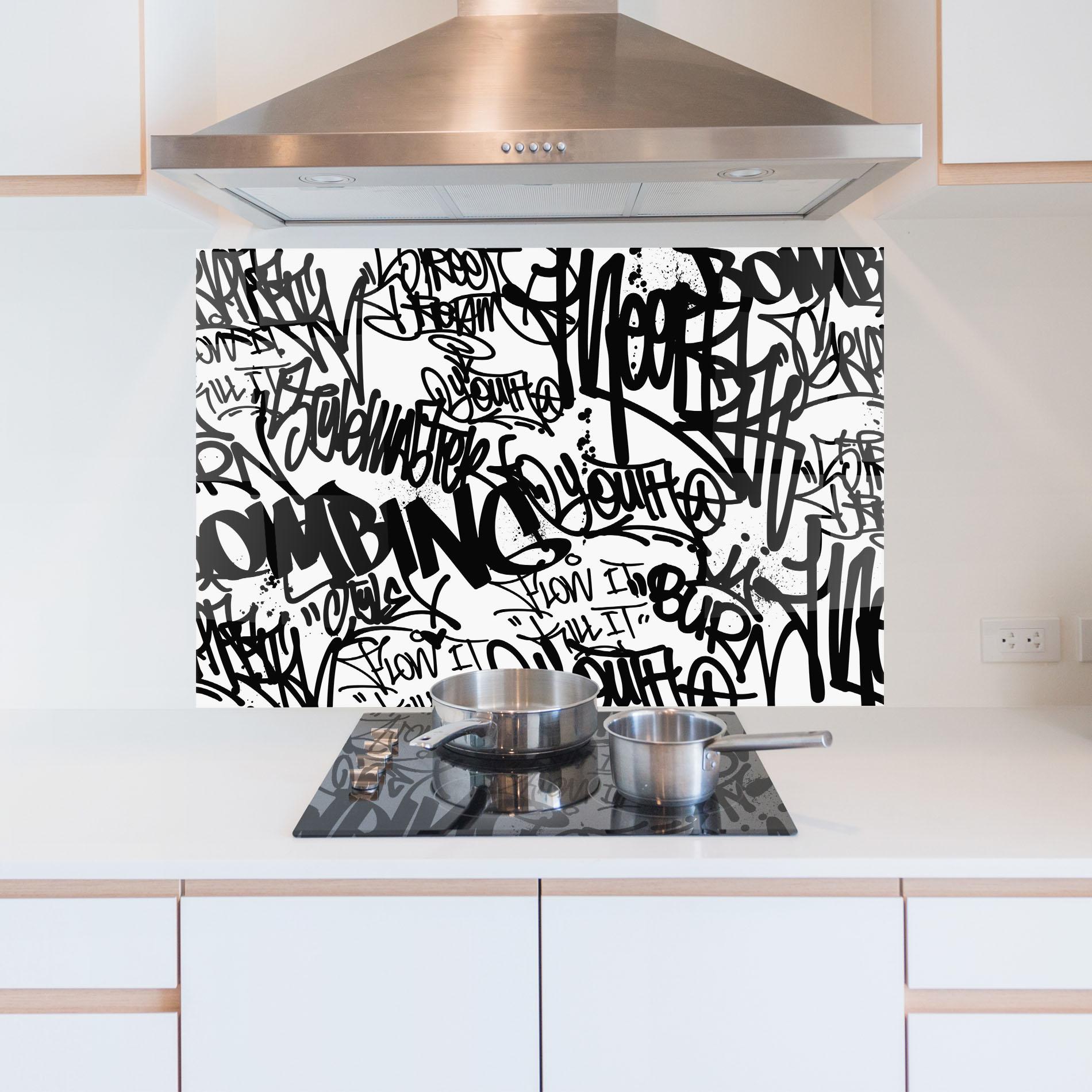 Panou Sticla Bucatarie Black Tags mockup 5