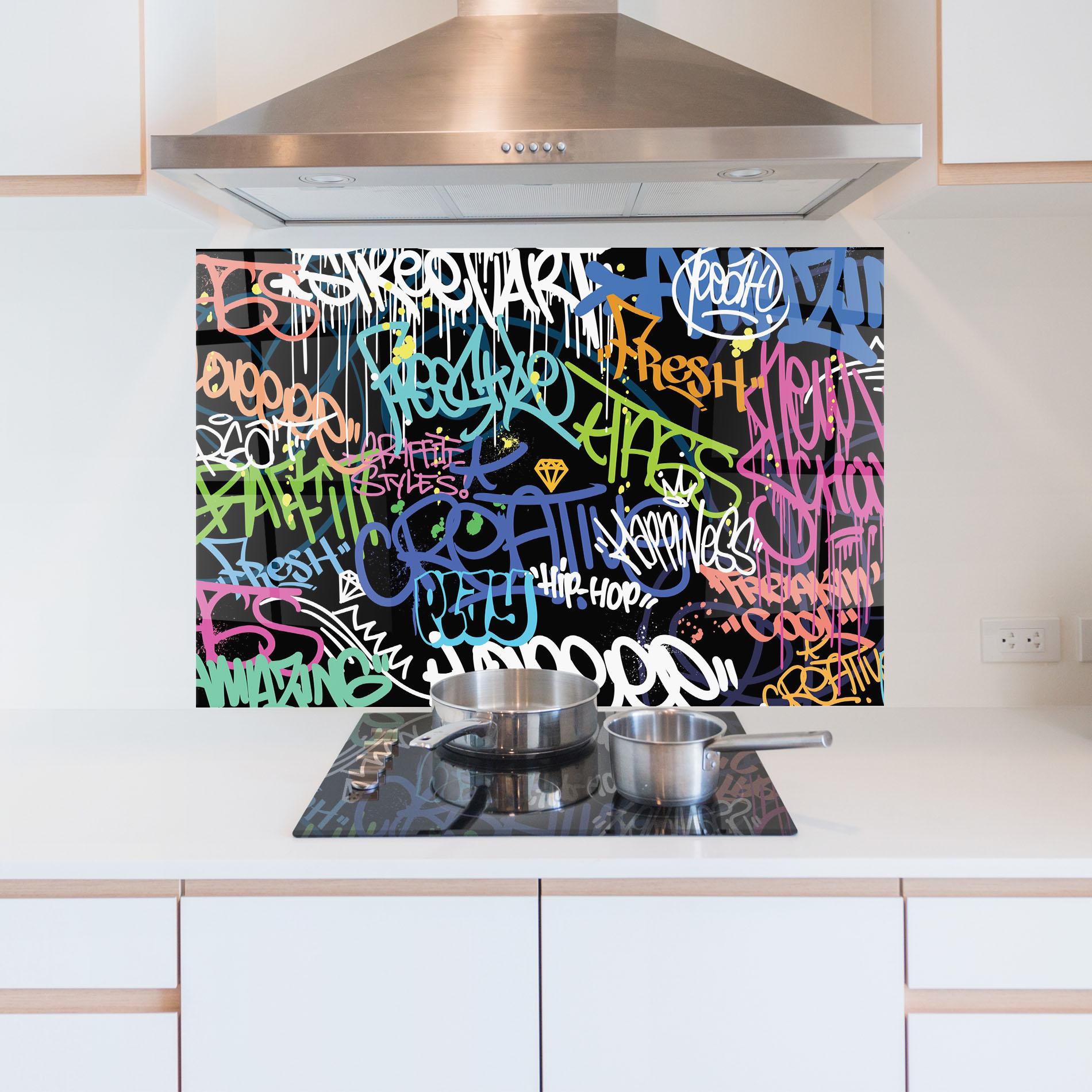 Panou Sticla Bucatarie Colorful Tags mockup 5