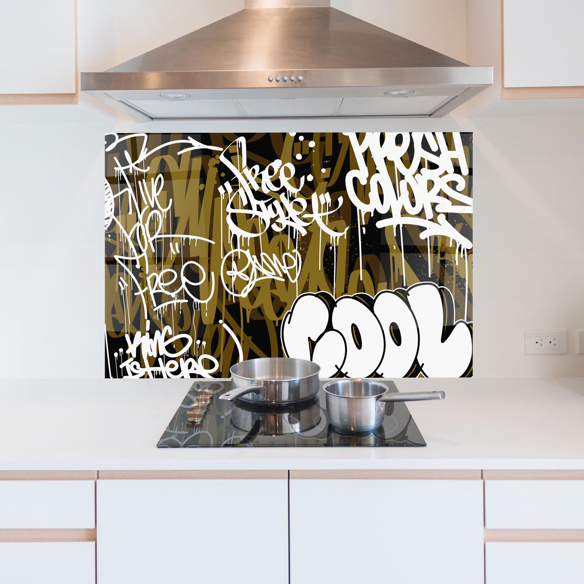Panou Sticla Bucatarie Cool Graffiti mockup 5