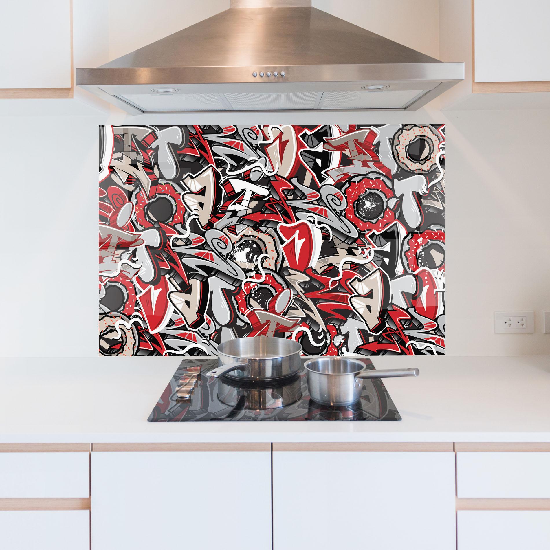 Panou Sticla Bucatarie Donut Graffiti mockup 5