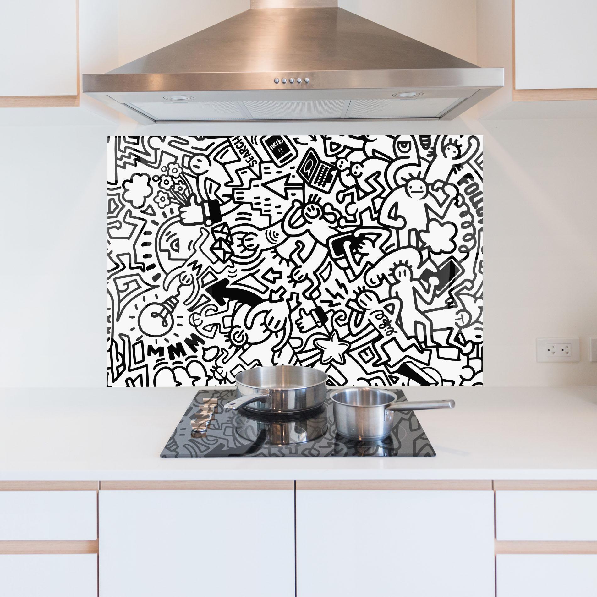 Panou Sticla Bucatarie Follow Like Graffiti mockup 5