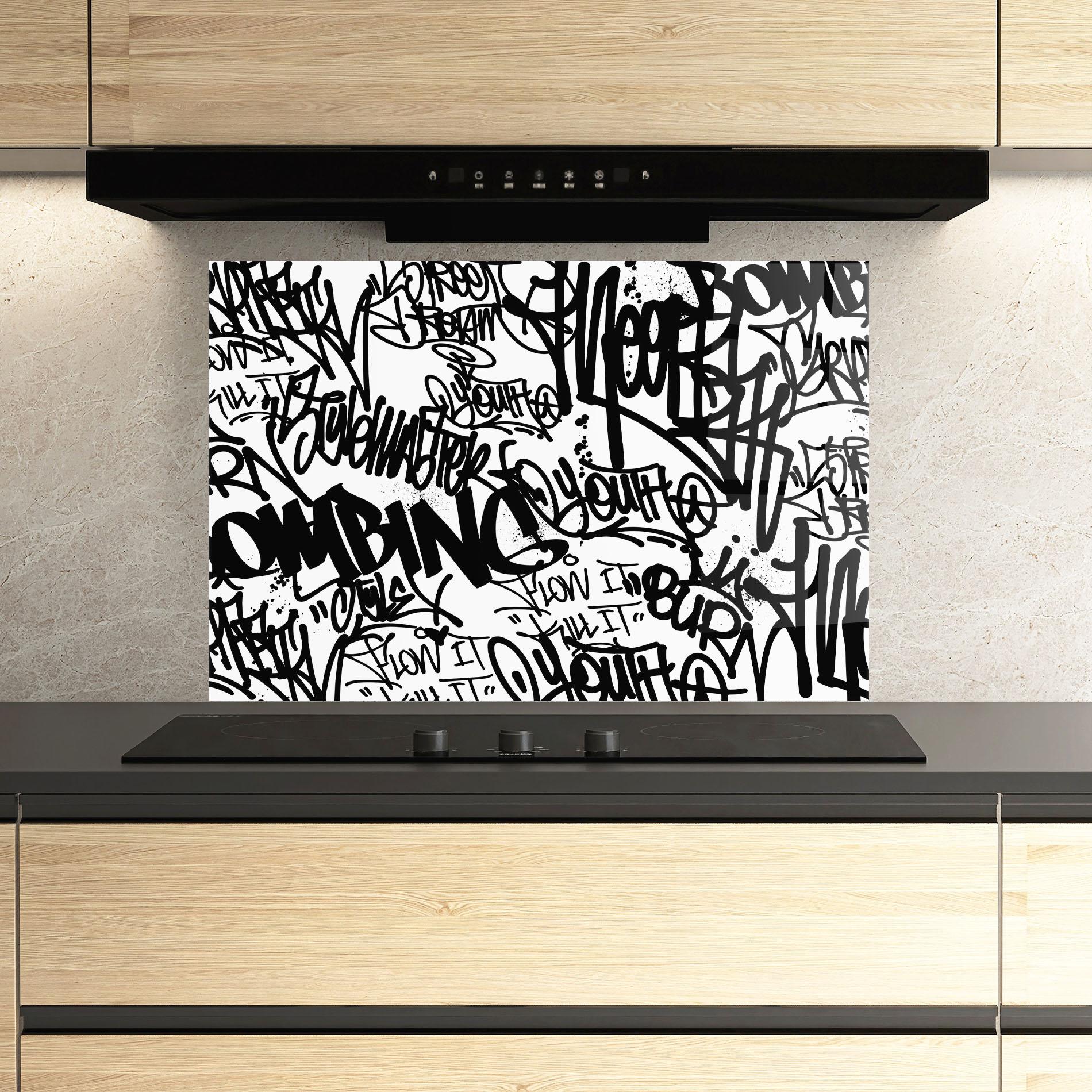 Panou Sticla Bucatarie Black Tags mockup 3