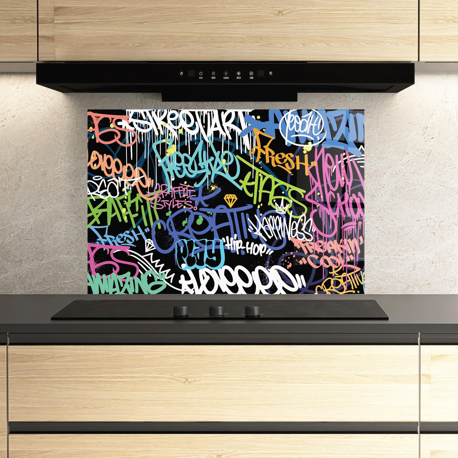 Panou Sticla Bucatarie Colorful Tags mockup 3