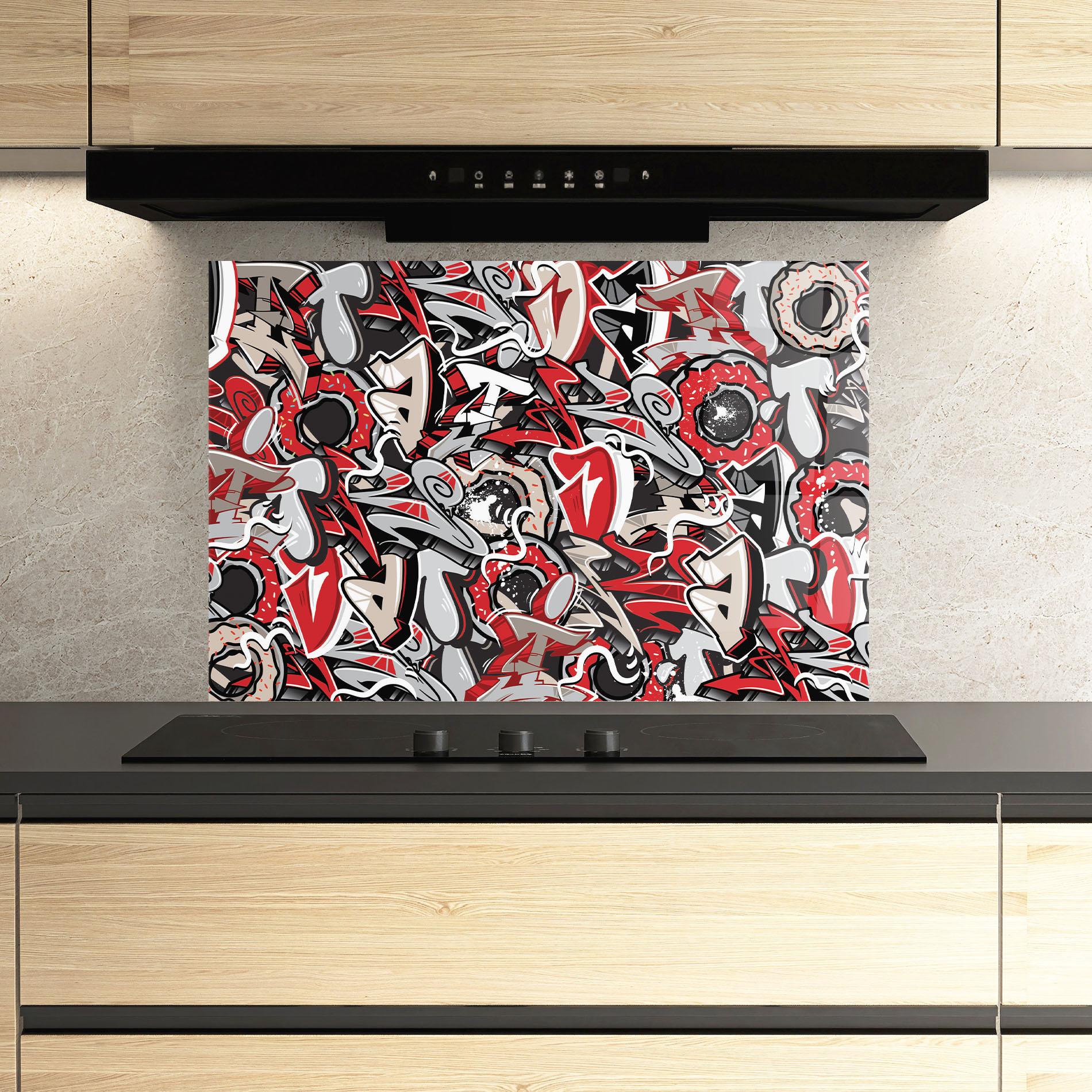 Panou Sticla Bucatarie Donut Graffiti mockup 3