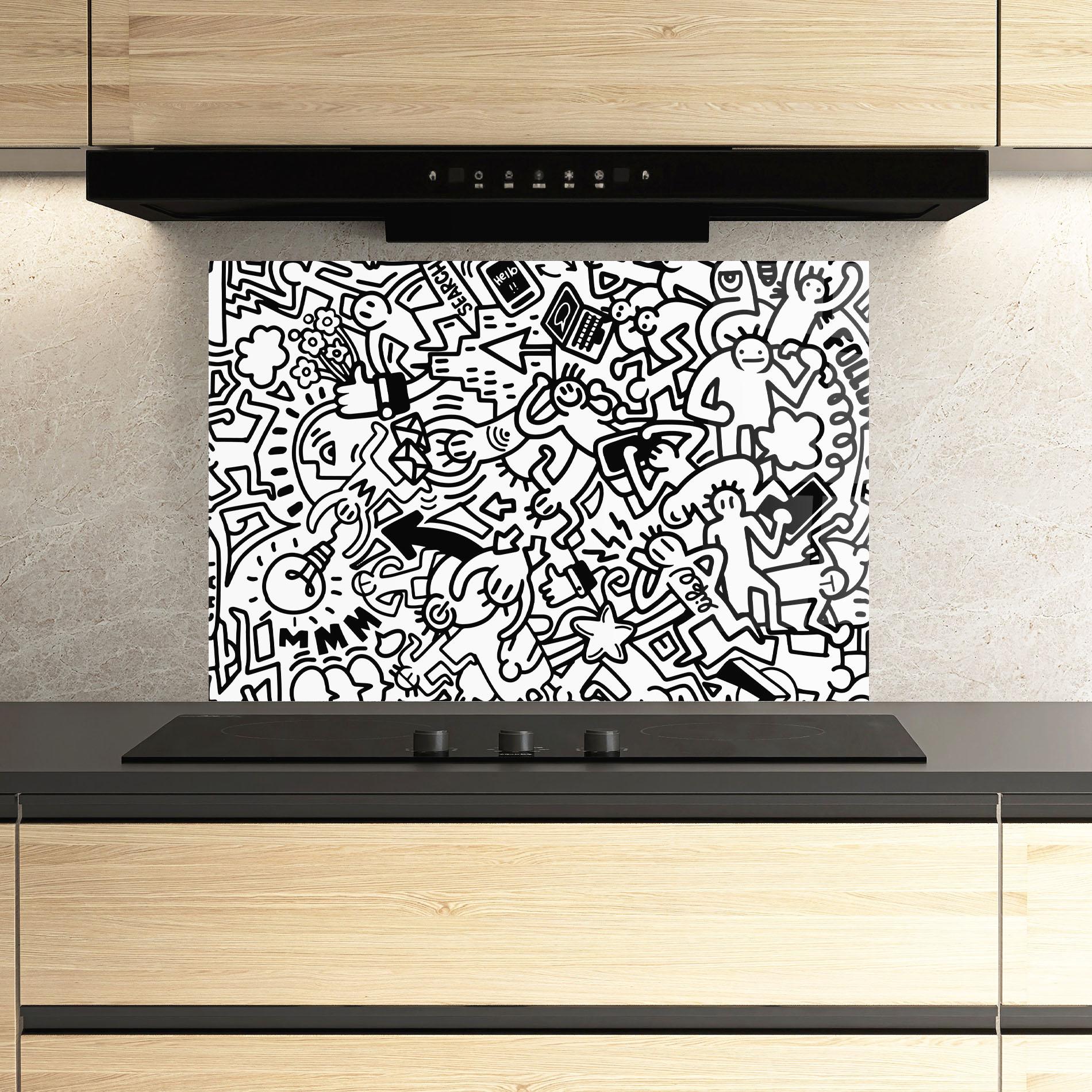 Panou Sticla Bucatarie Follow Like Graffiti mockup 3