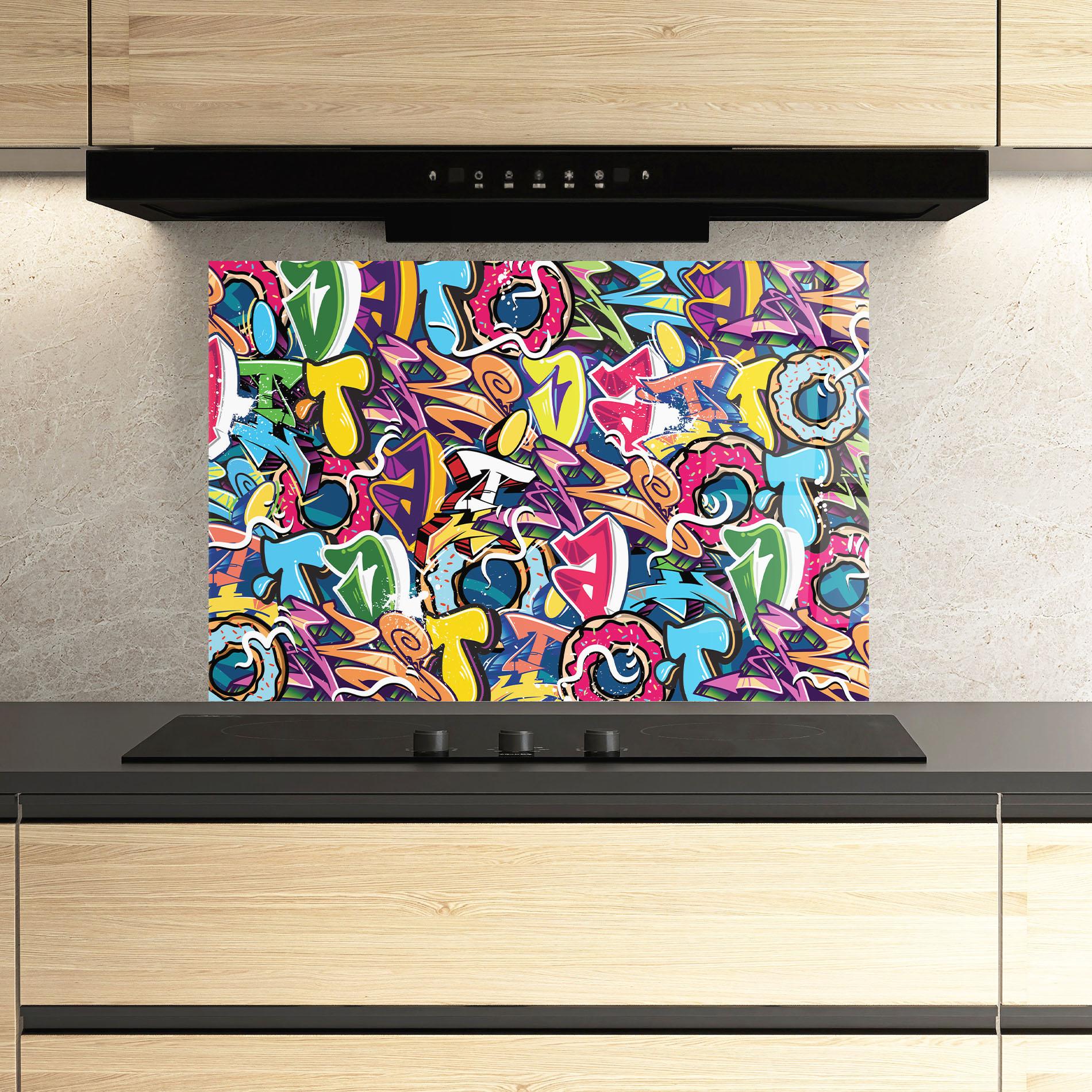 Panou Sticla Bucatarie Graffiti Letters mockup 3