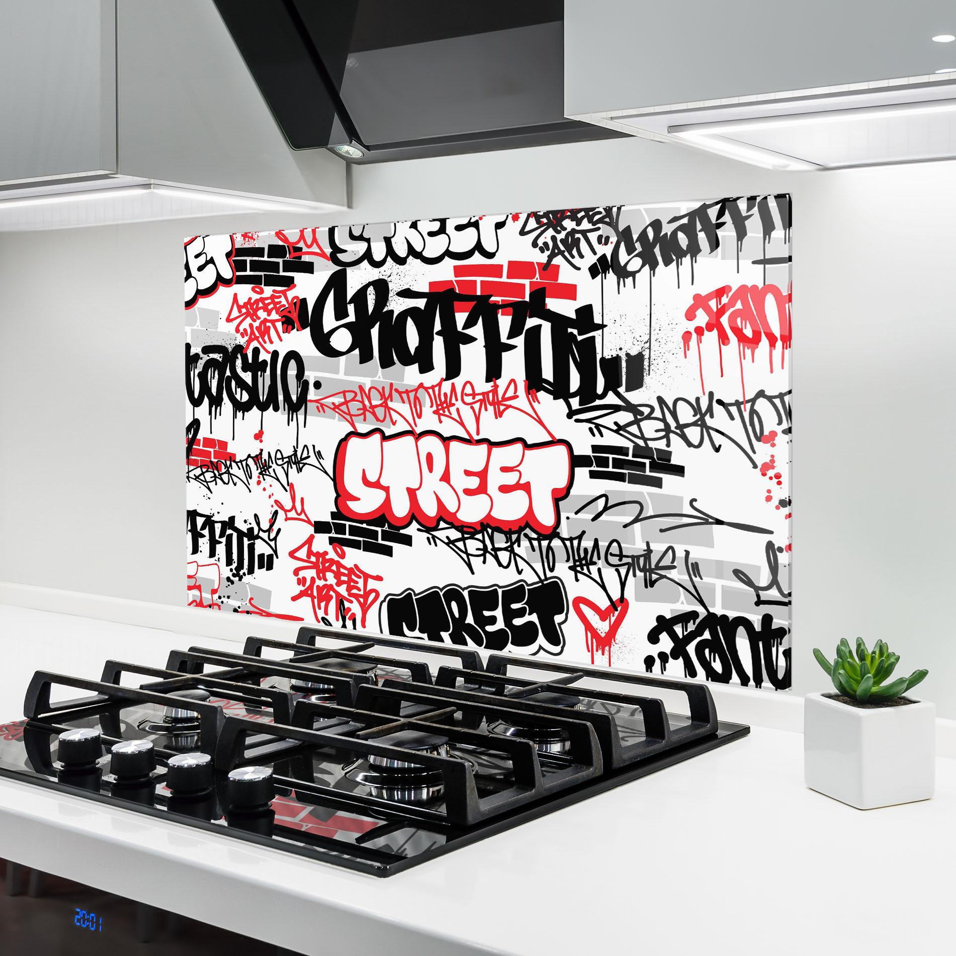 Panou Sticla Bucatarie Black Red Tags mockup 6