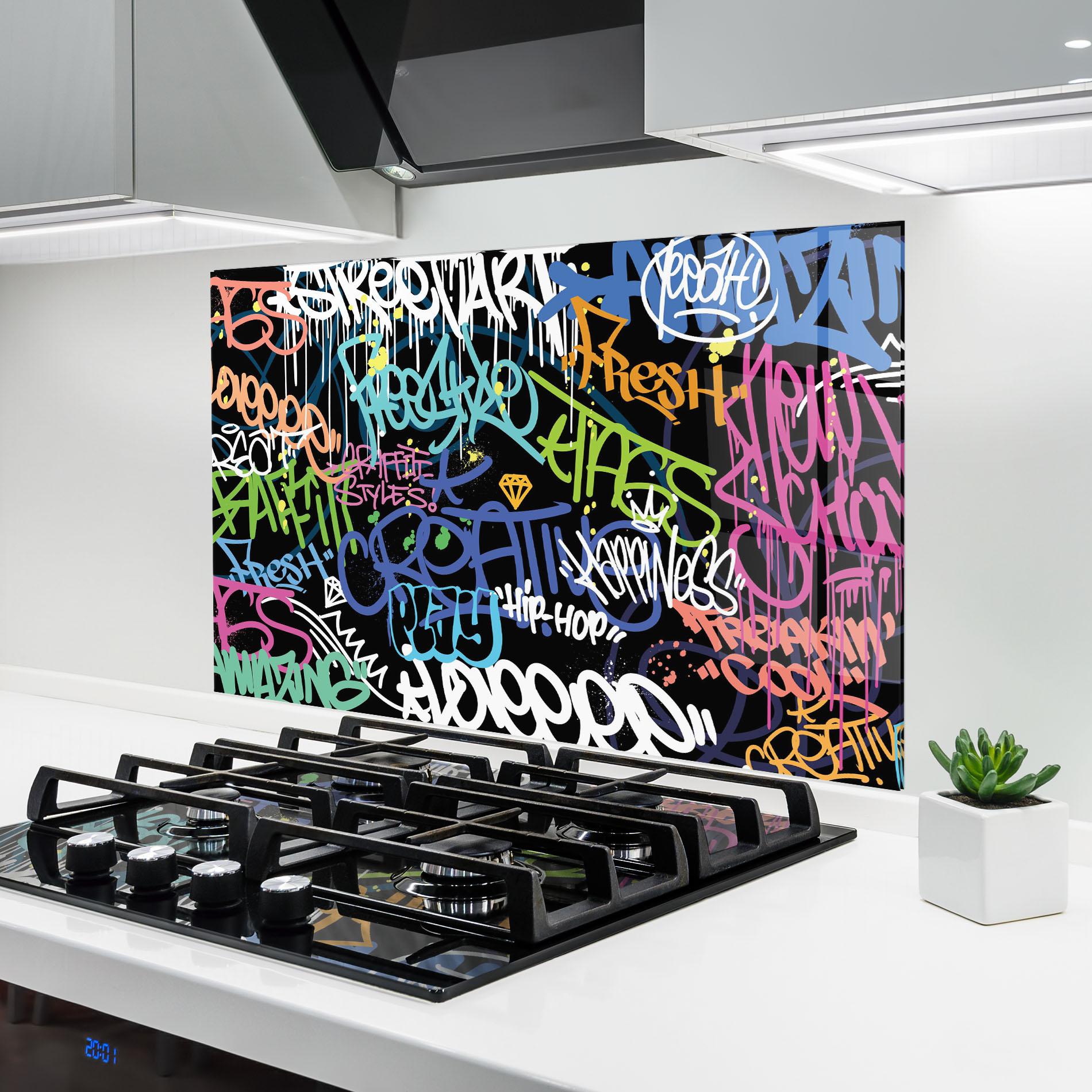 Panou Sticla Bucatarie Colorful Tags mockup 6