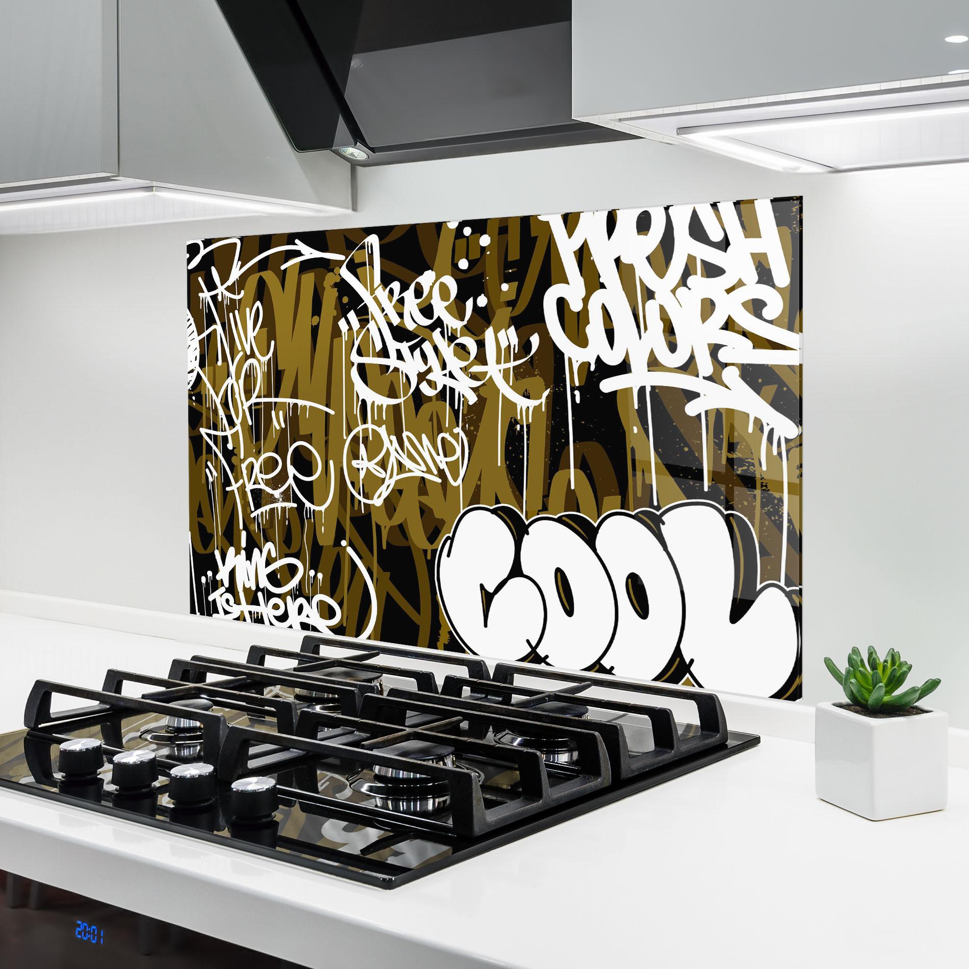 Panou Sticla Bucatarie Cool Graffiti mockup 6