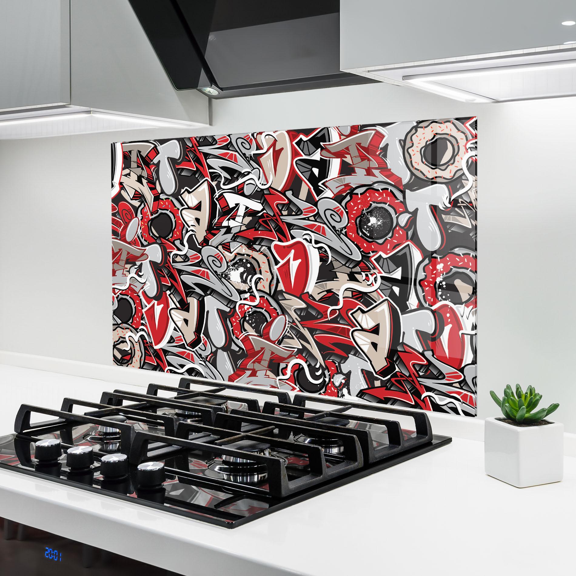 Panou Sticla Bucatarie Donut Graffiti mockup 6