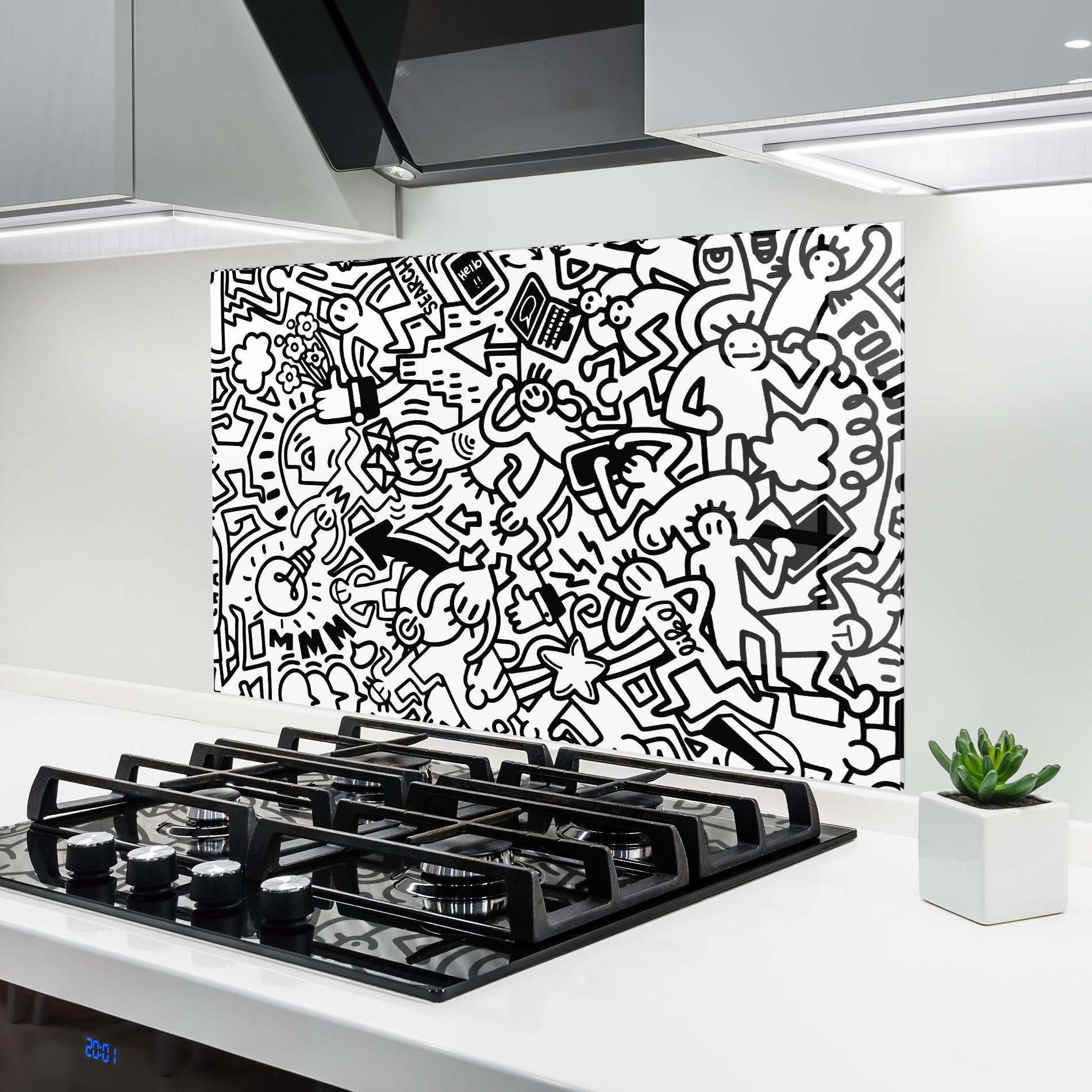 Panou Sticla Bucatarie Follow Like Graffiti mockup 6