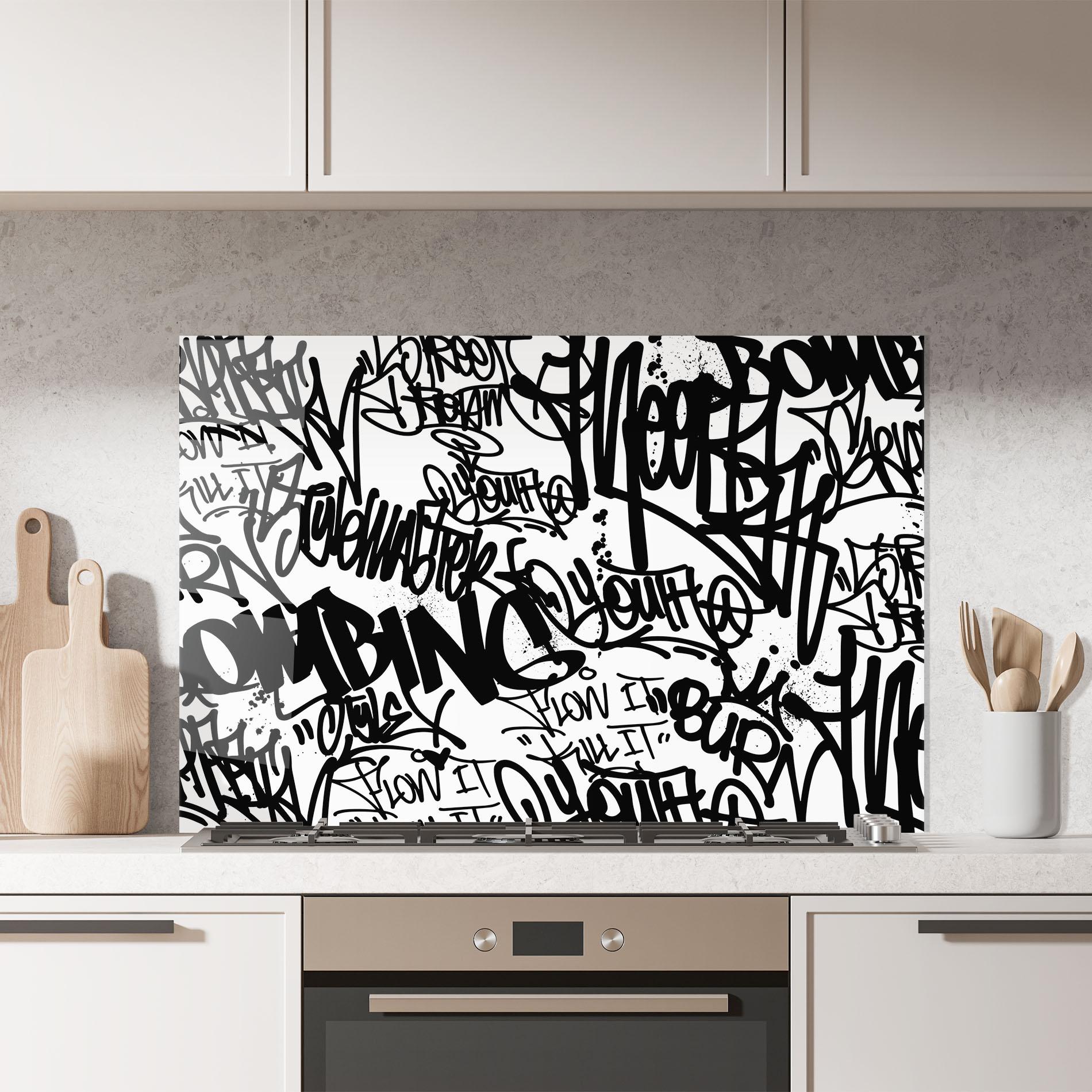 Panou Sticla Bucatarie Black Tags mockup 7