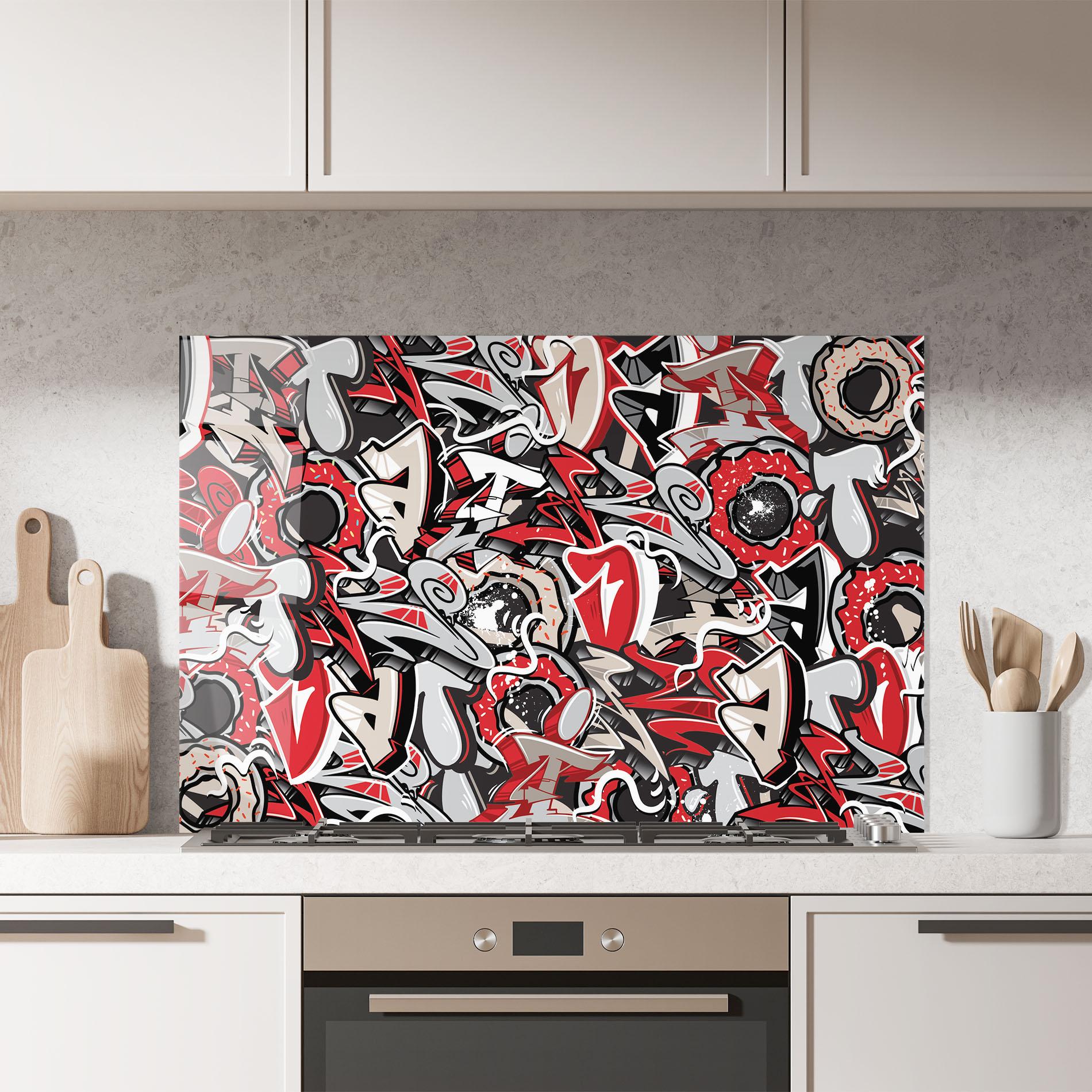 Panou Sticla Bucatarie Donut Graffiti mockup 7