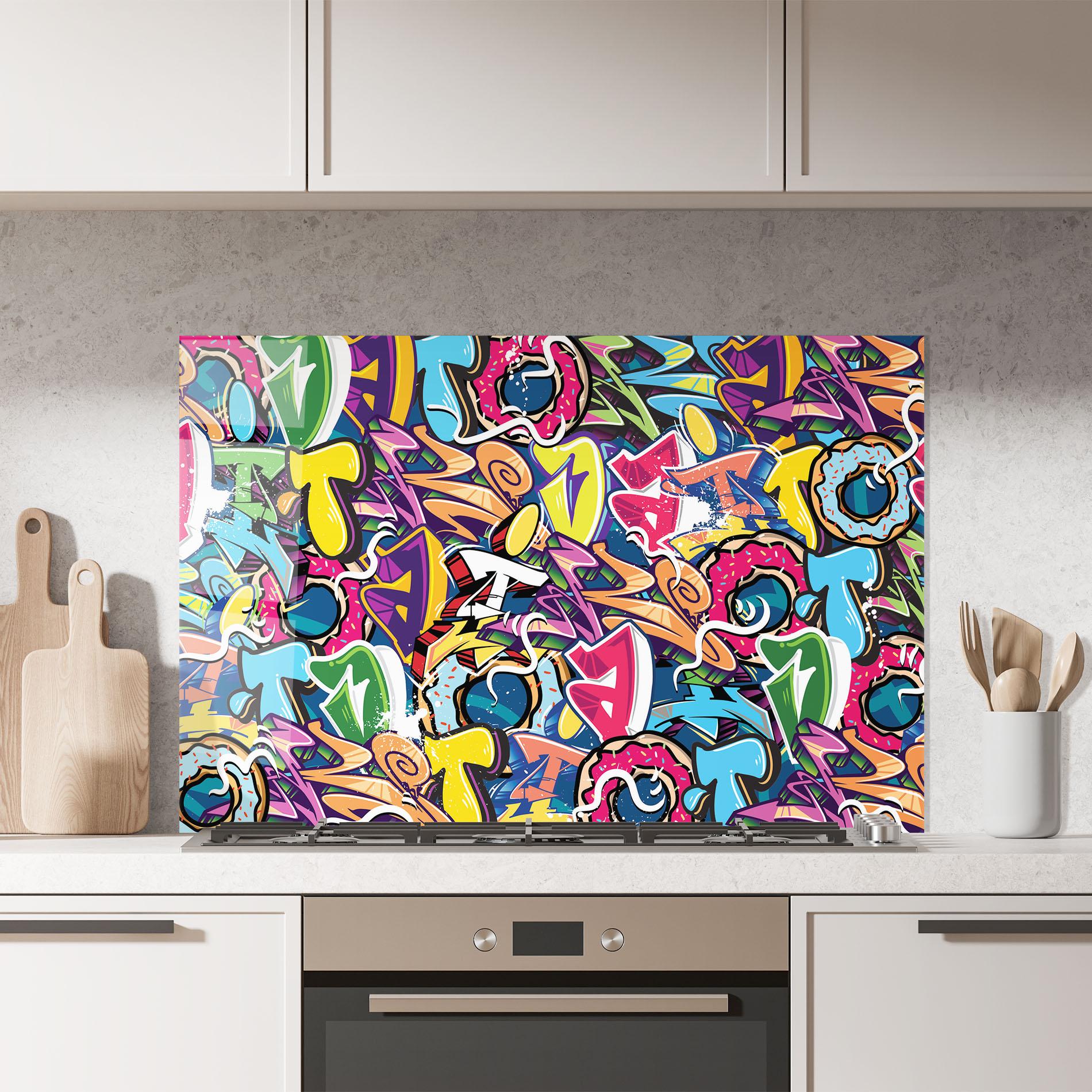 Panou Sticla Bucatarie Graffiti Letters mockup 7