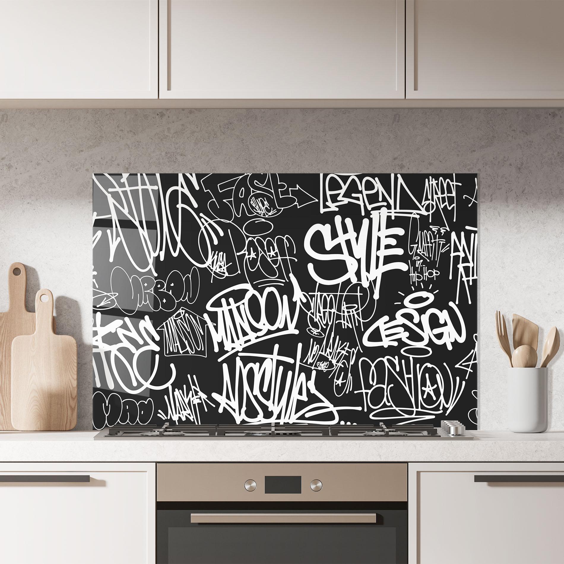 Panou Sticla Bucatarie Graffiti Tags mockup 7