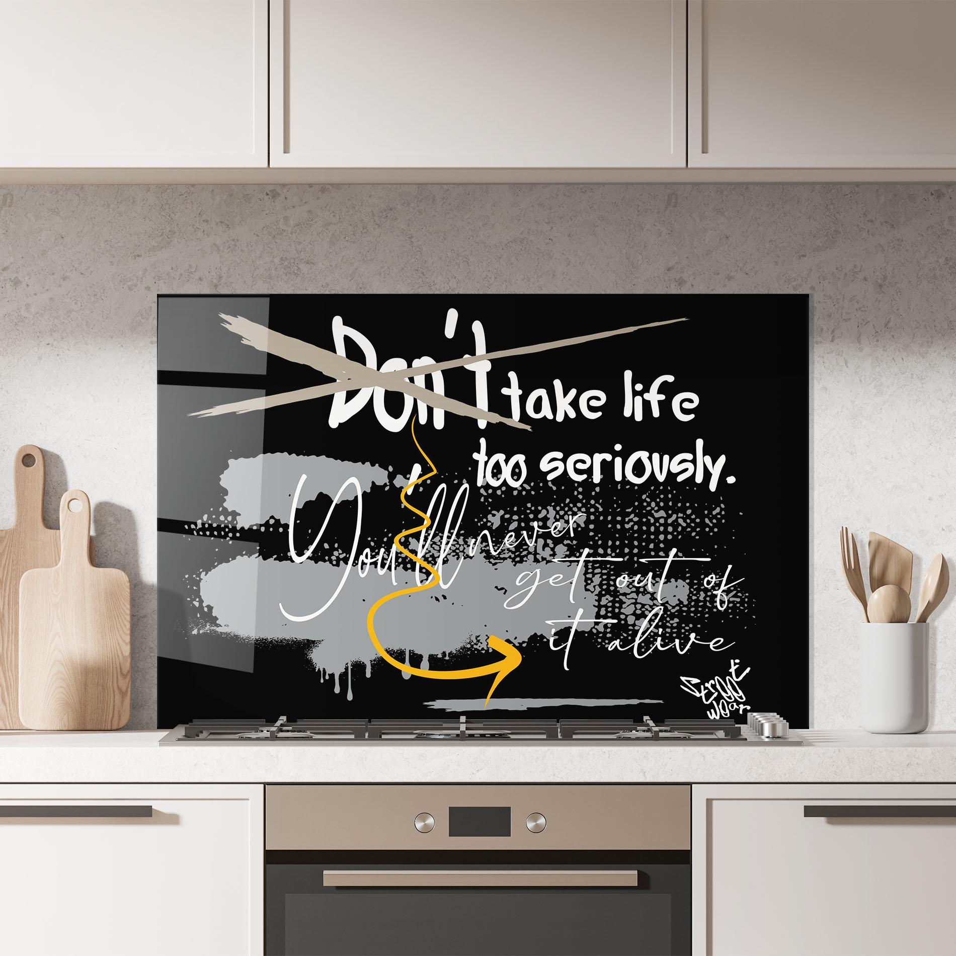 Panou Sticla Bucatarie Grey Orange Graffiti mockup 7