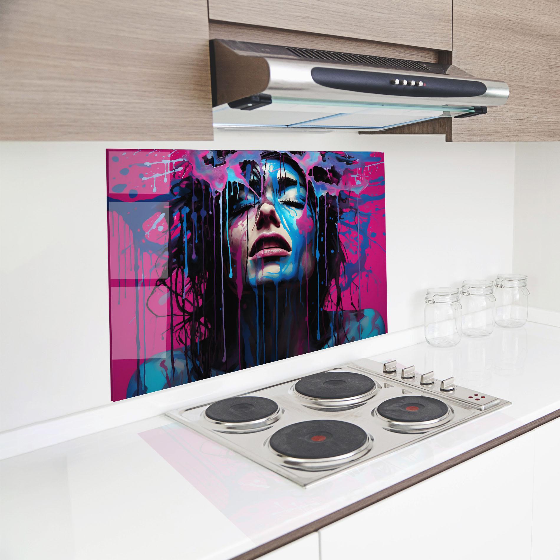 Panou Sticla Bucatarie Blue Pink Woman mockup 8