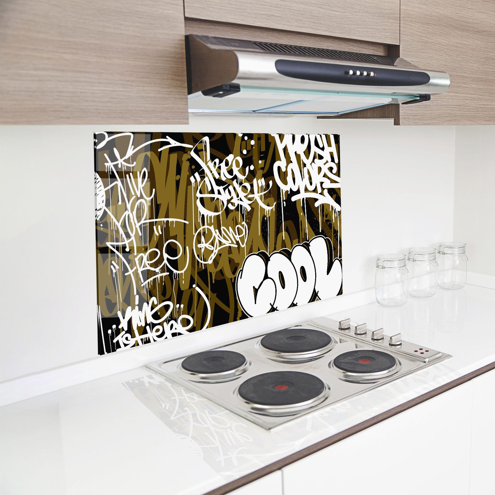 Panou Sticla Bucatarie Cool Graffiti mockup 8