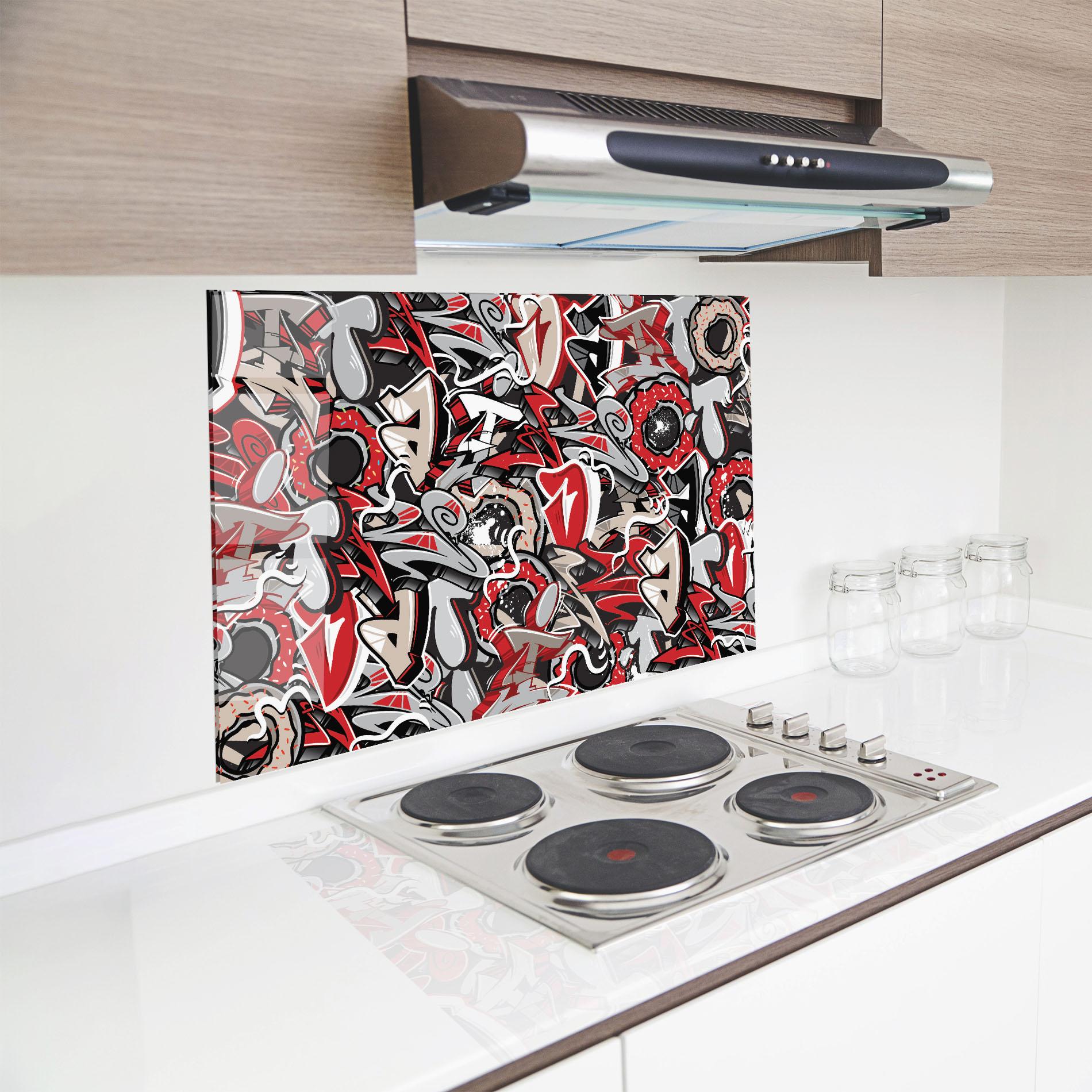 Panou Sticla Bucatarie Donut Graffiti mockup 8