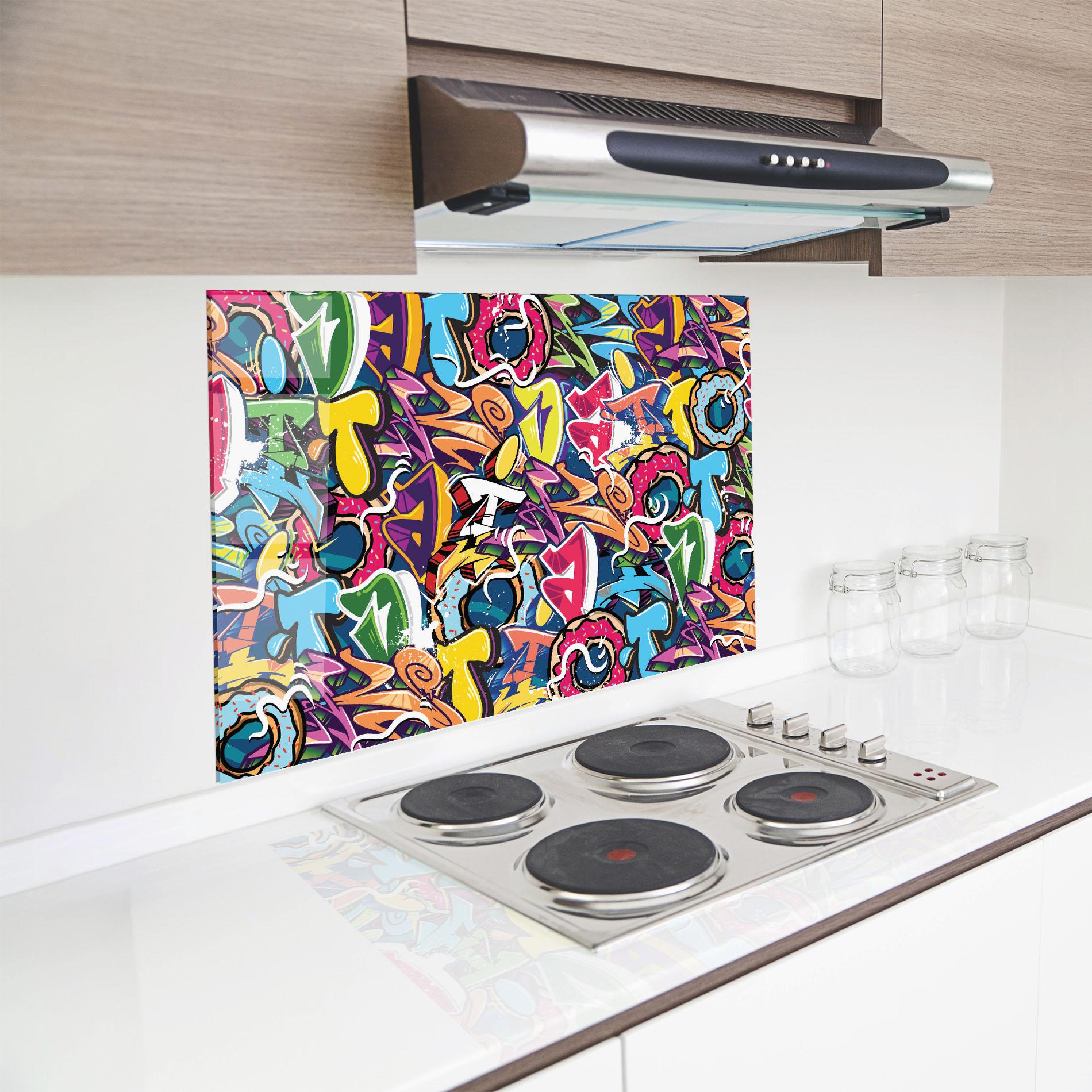 Panou Sticla Bucatarie Graffiti Letters mockup 8
