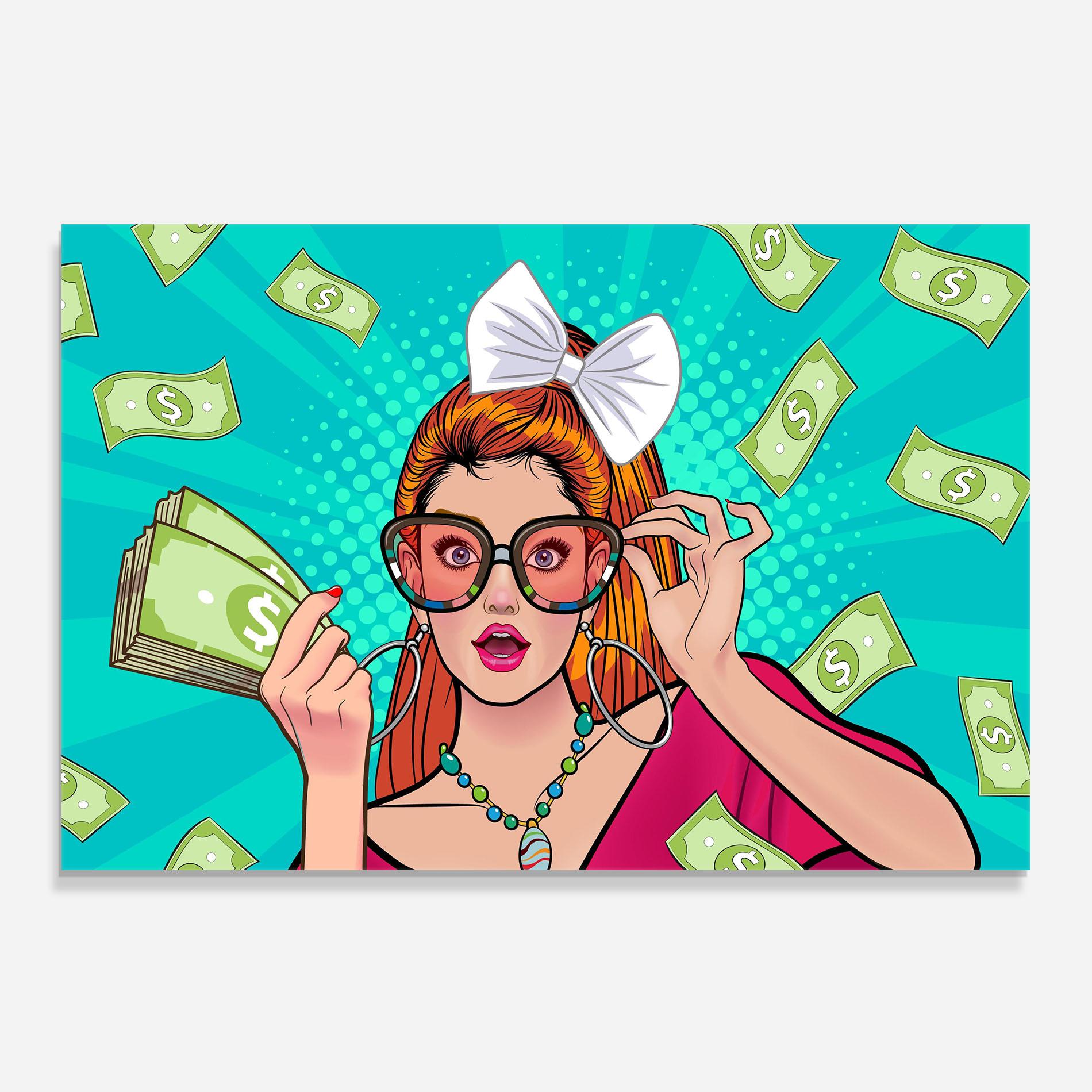 Panou Sticla Bucatarie Money Pop Art mockup 0