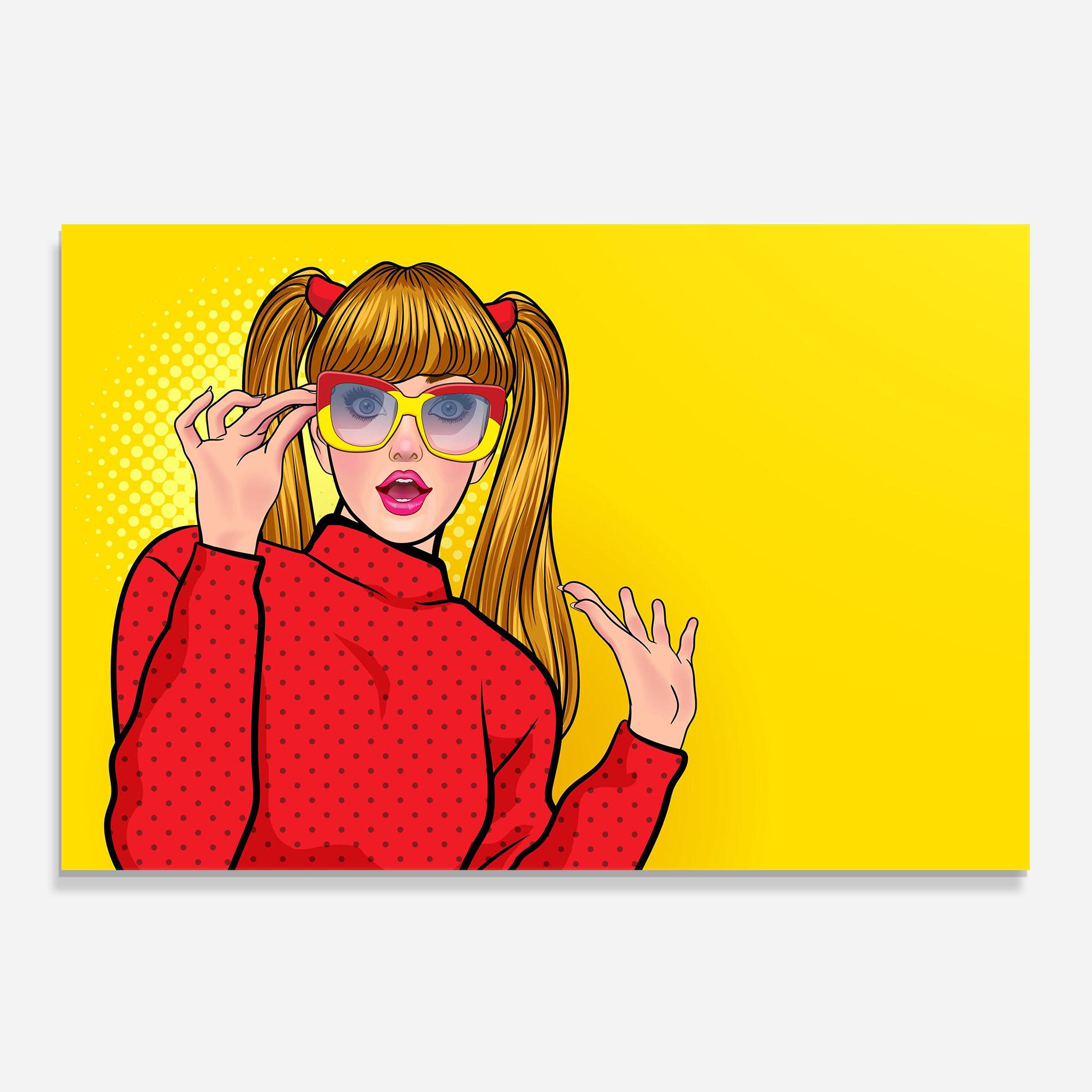 Panou Sticla Bucatarie Pop Woman Surprised mockup 0