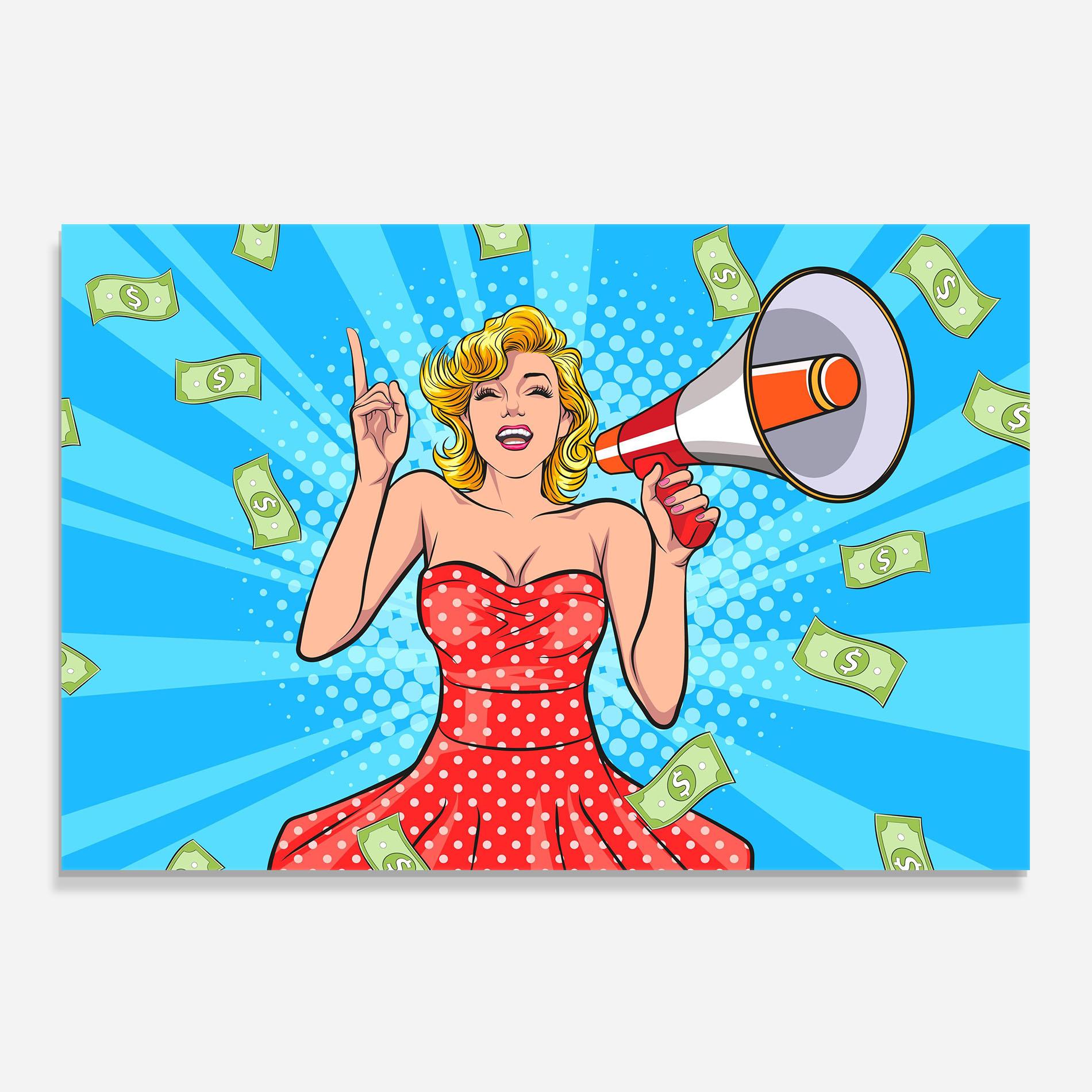 Panou Sticla Bucatarie Woman Pop Money mockup 0